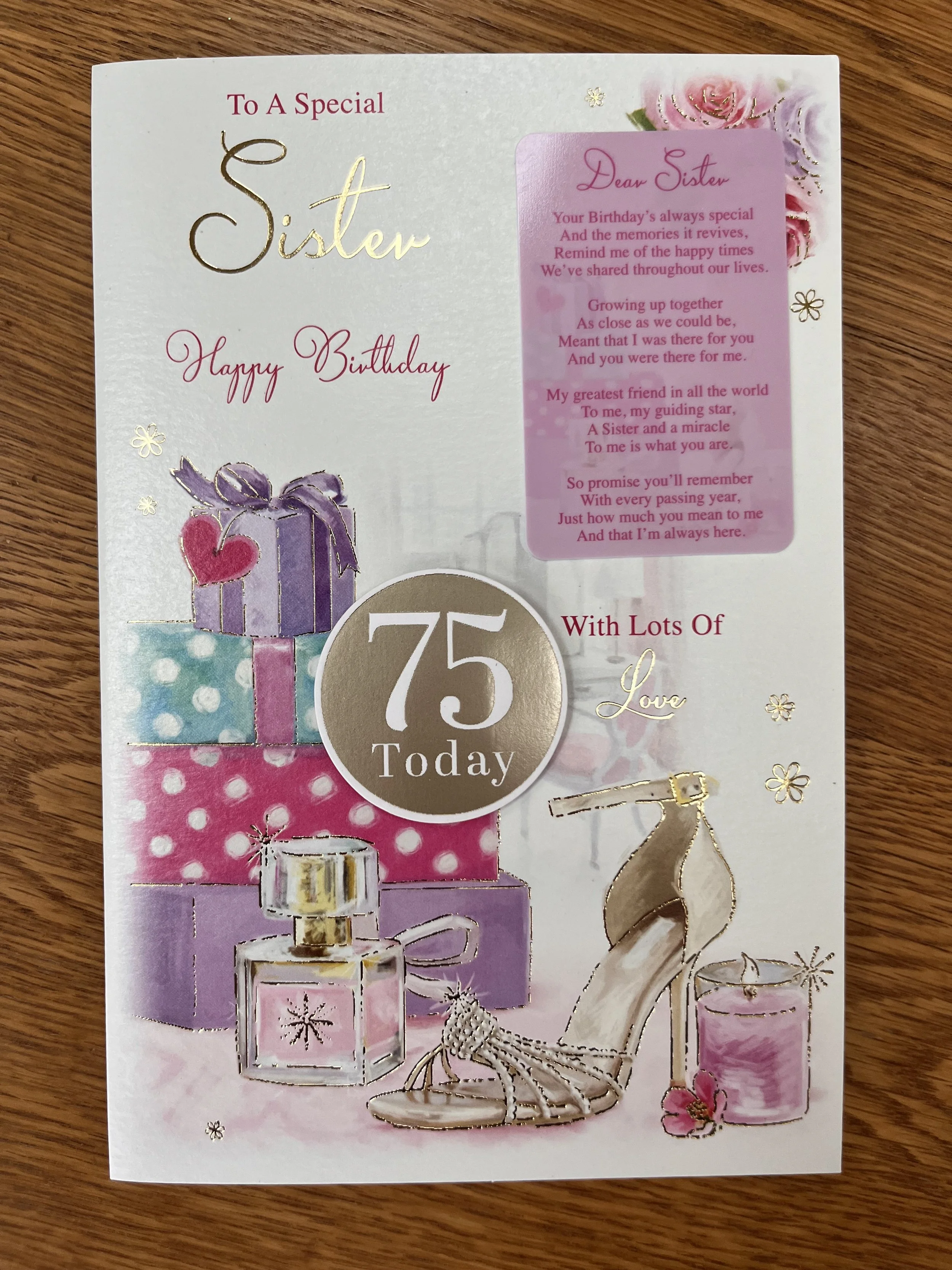 Sister 75th Birthday card