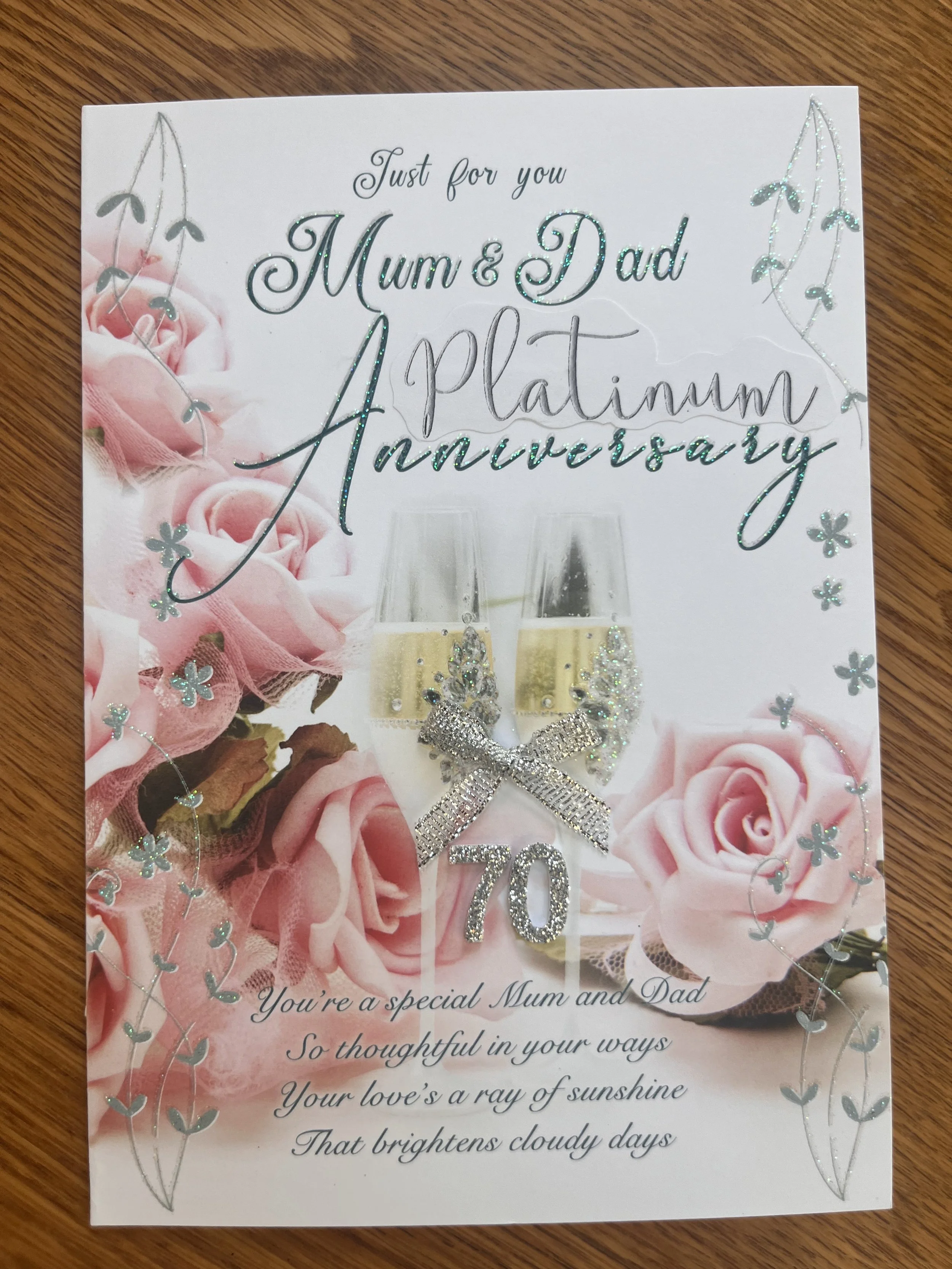 Mum and Dad 70th anniversary card