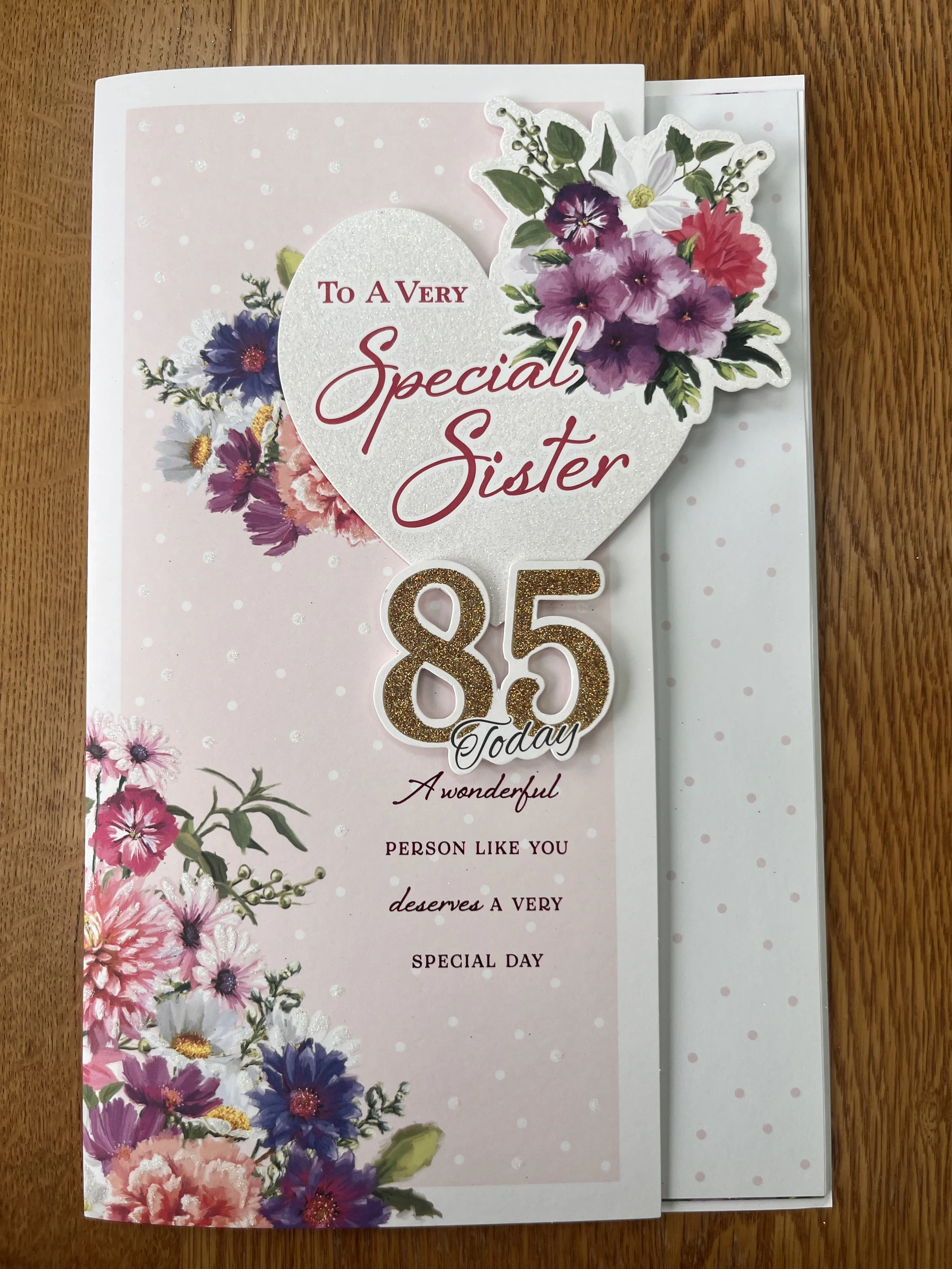 Extra Special Sister 85th birthday card