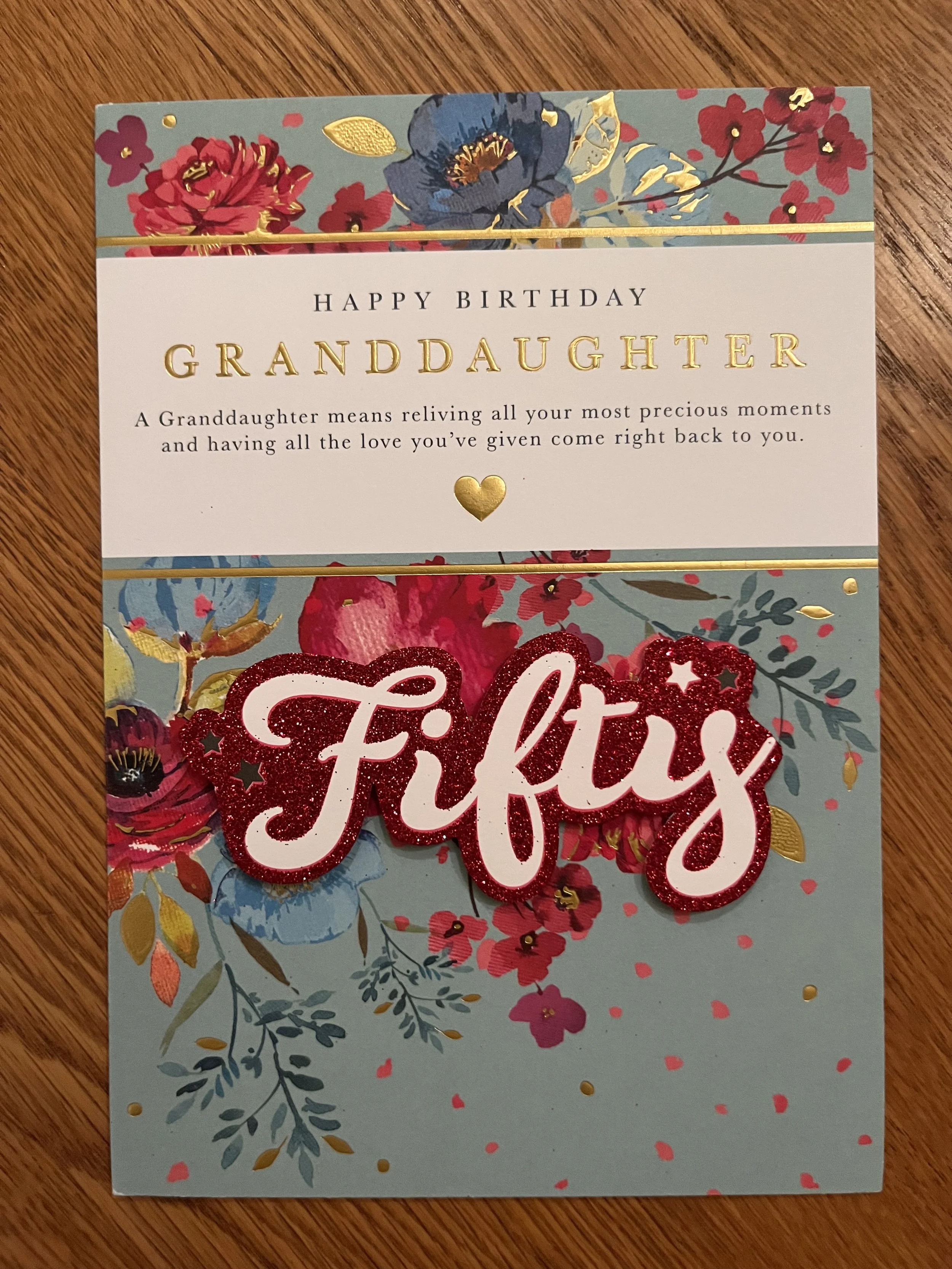 Granddaughter 50th birthdaycard