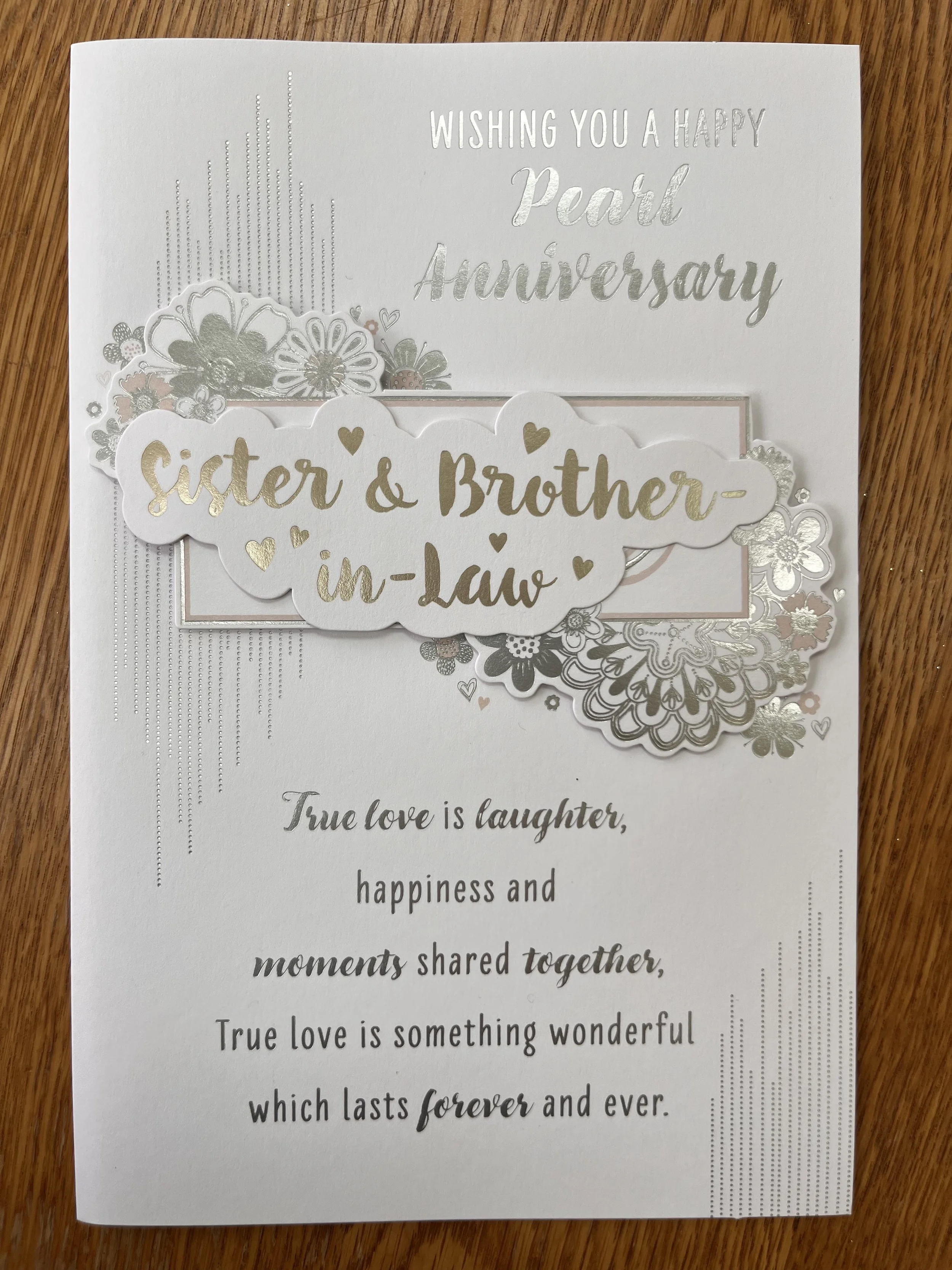 Sister and brother in law 30 anniversary card