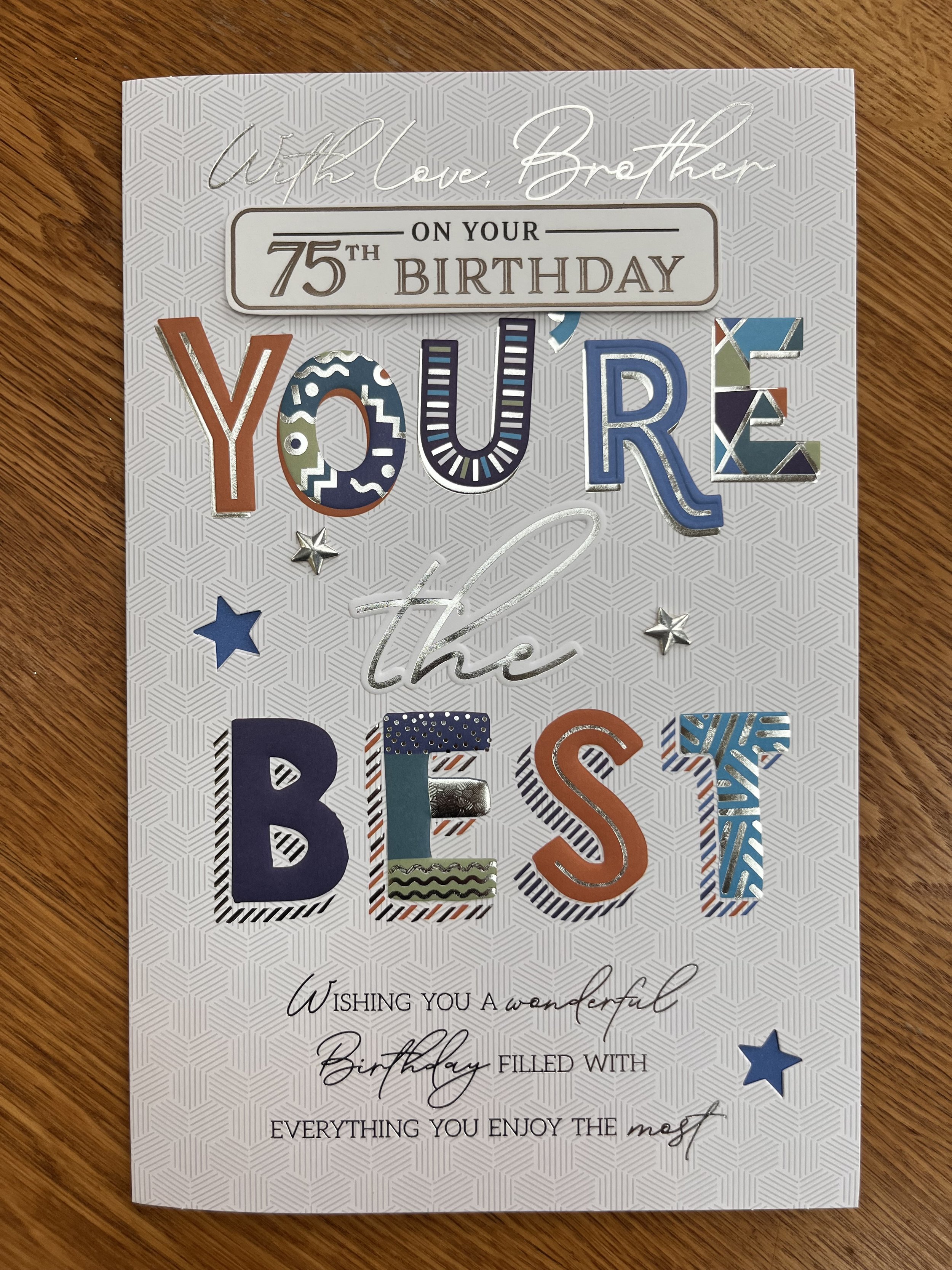Extra Special Brother 75th birthday card