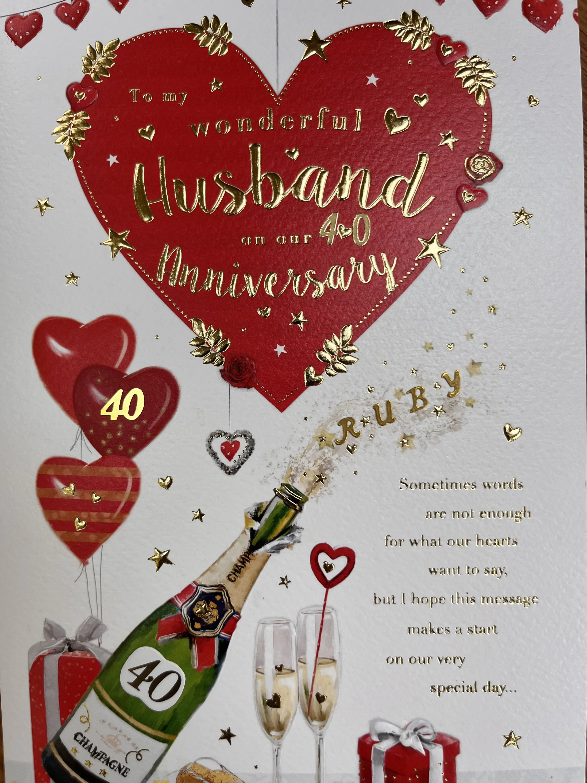 Special Husband Ruby anniversary card