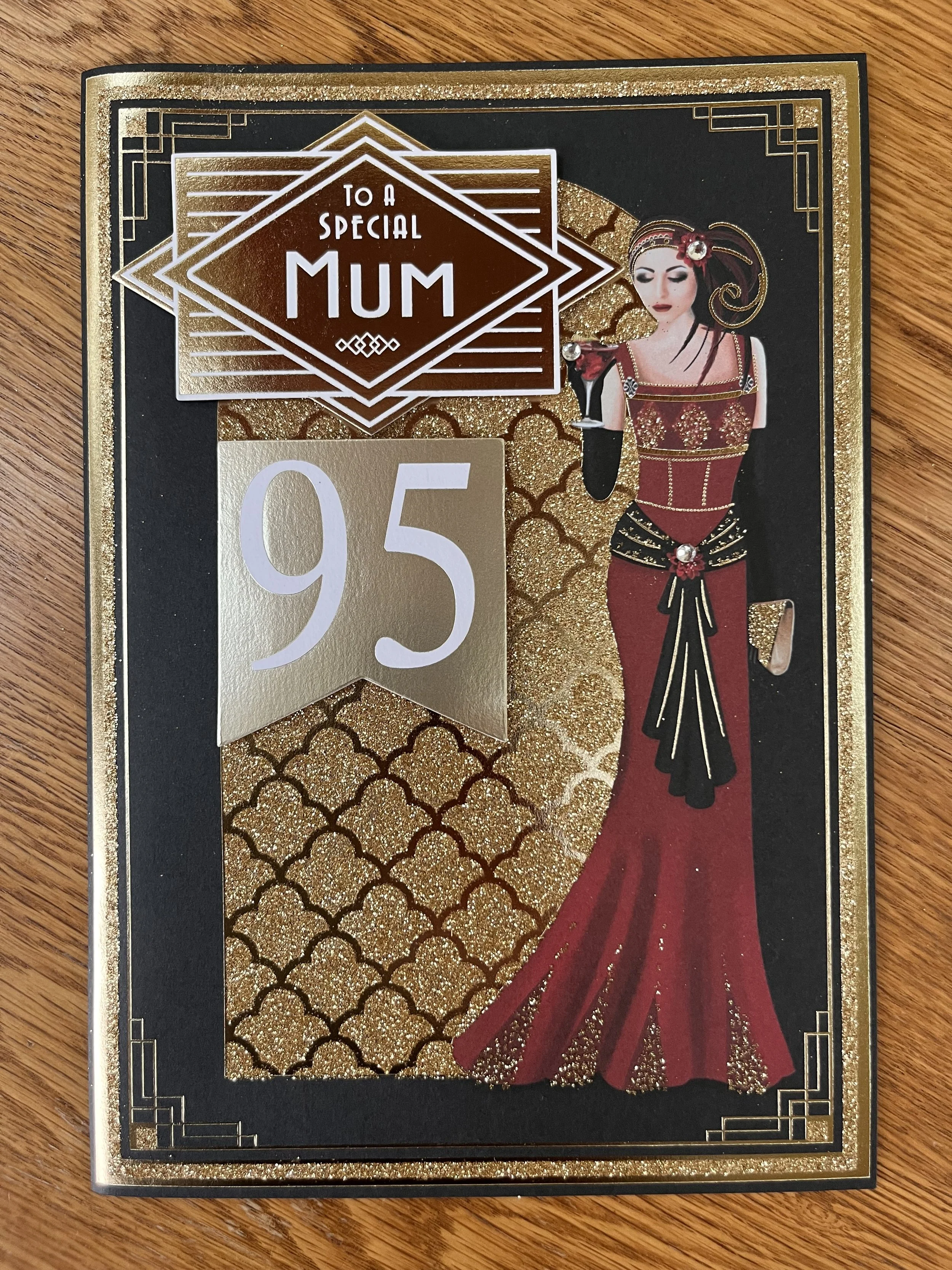 Art Deco Mum 95th birthday card