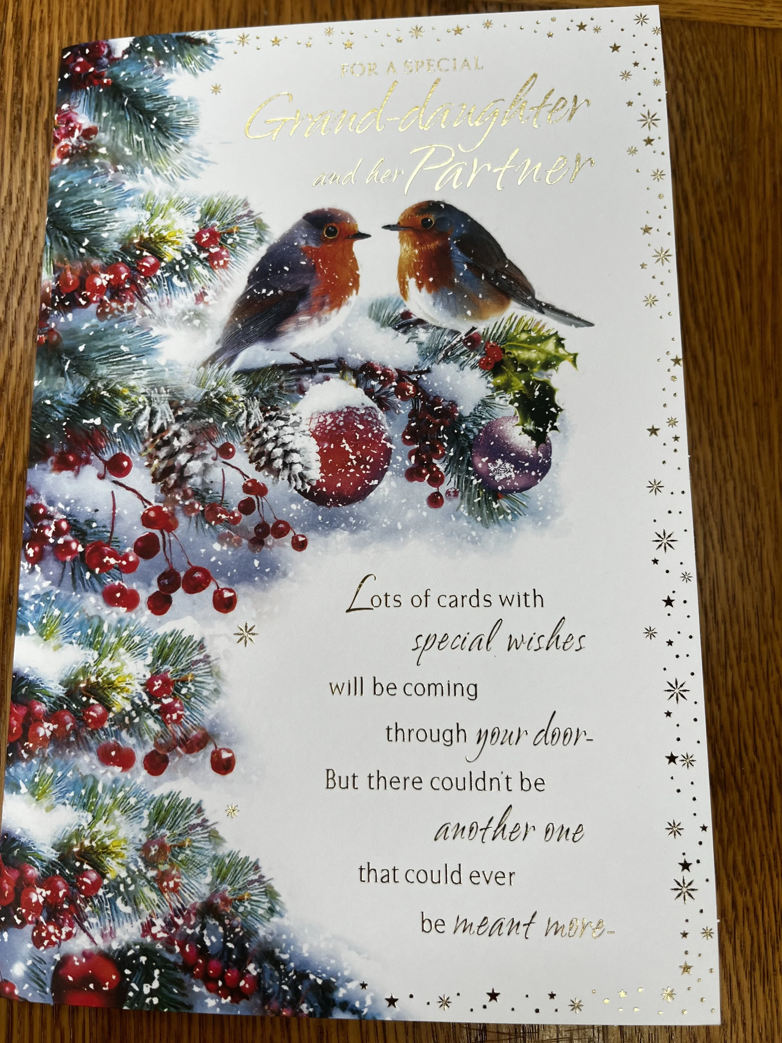 Granddaughter and Partner christmas card