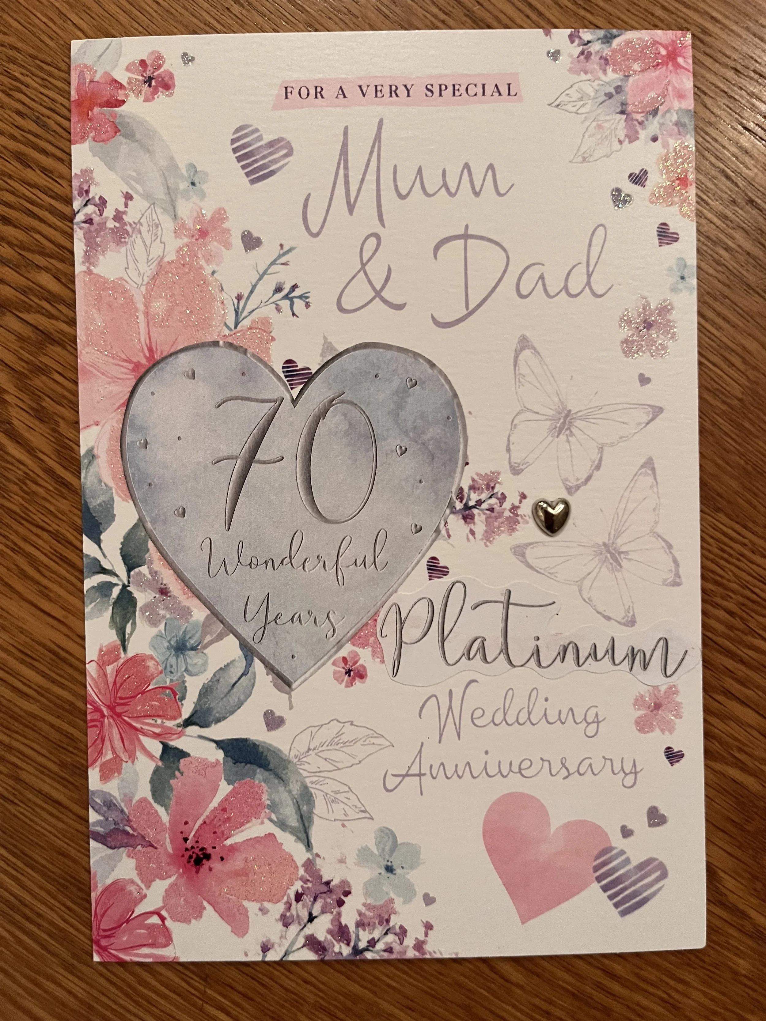 Mum and Dad 70th anniversary card