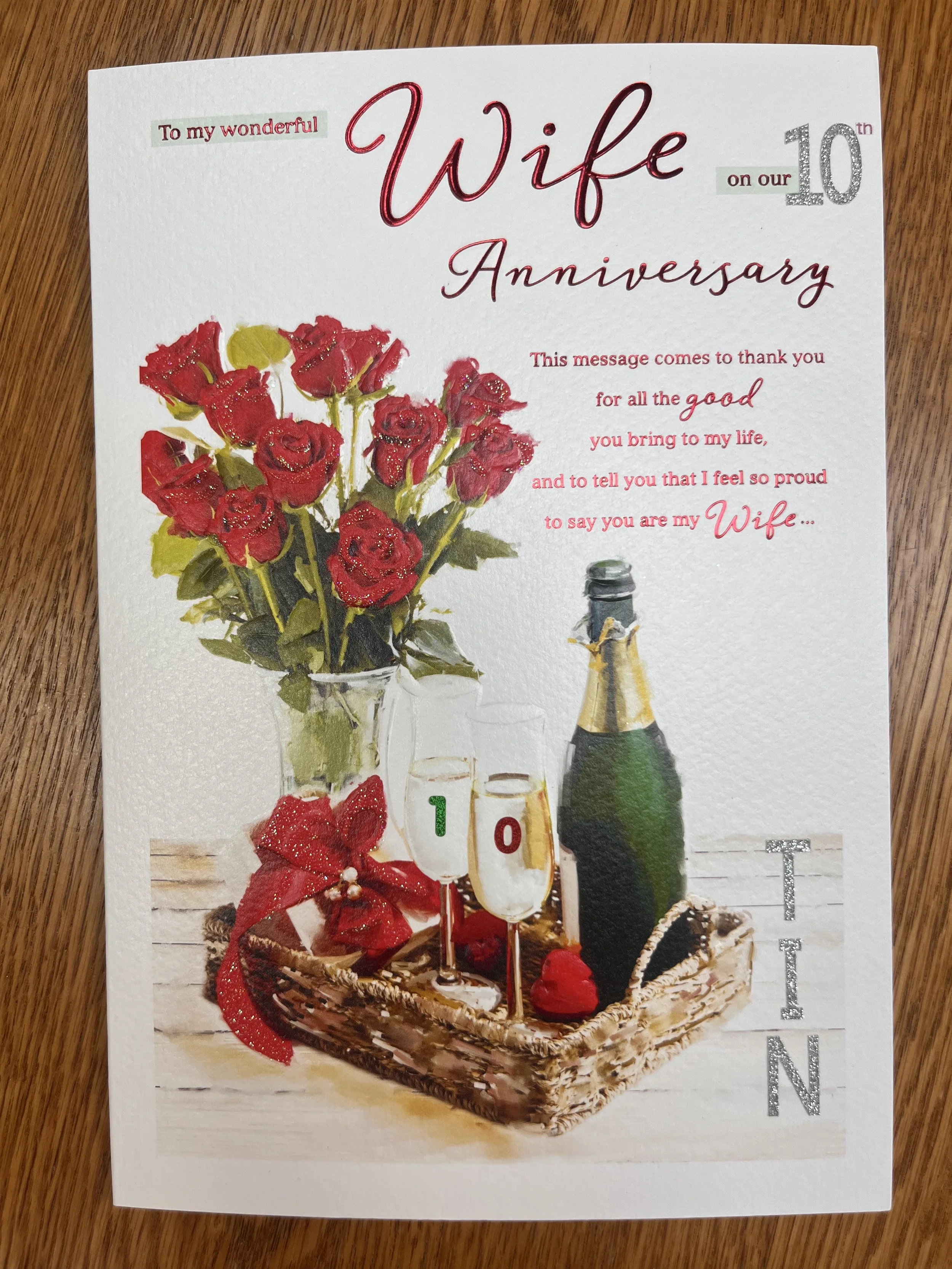 Wife 10th anniversary Card