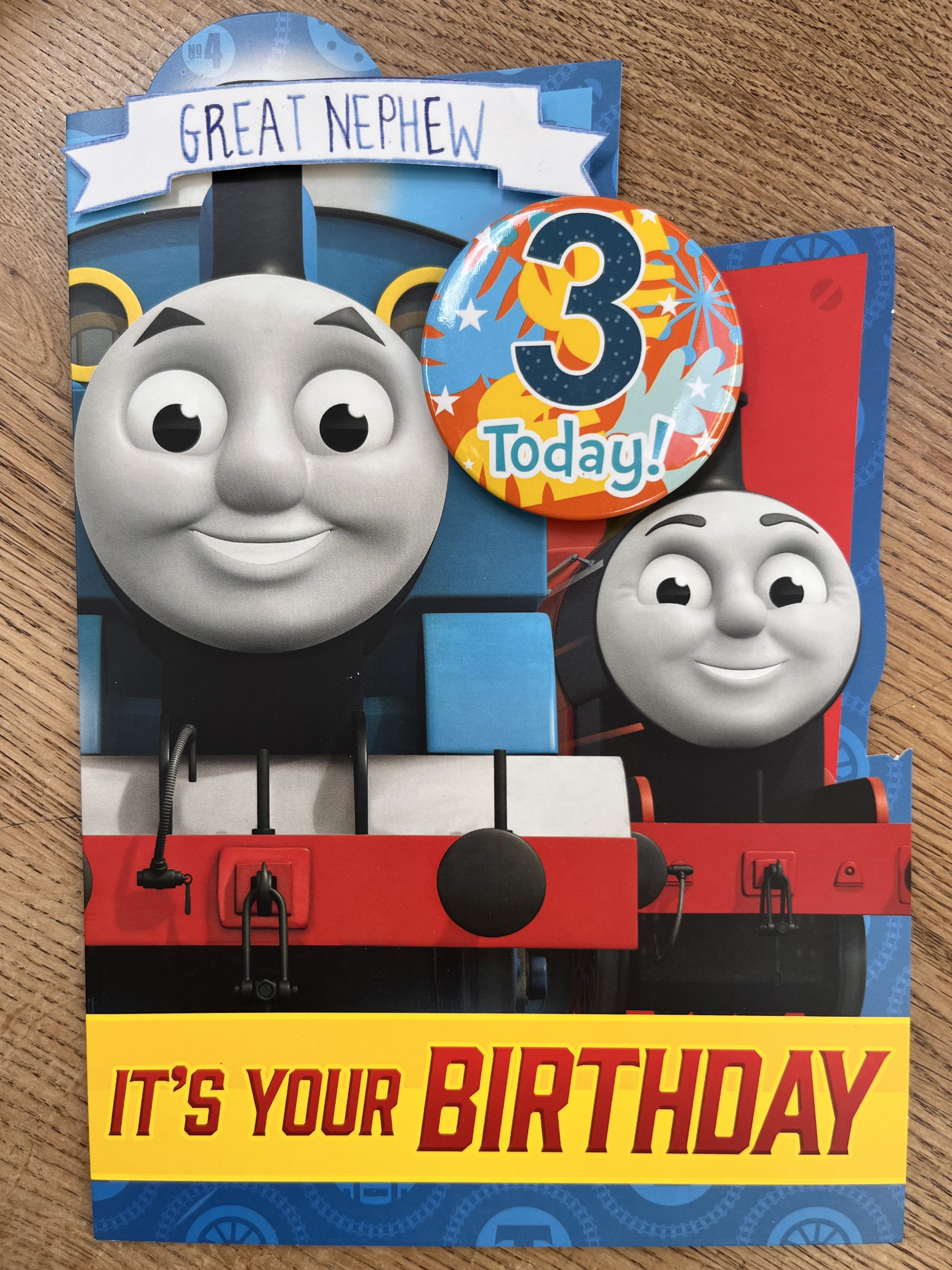 Great Nephew 3rd Birthday Card