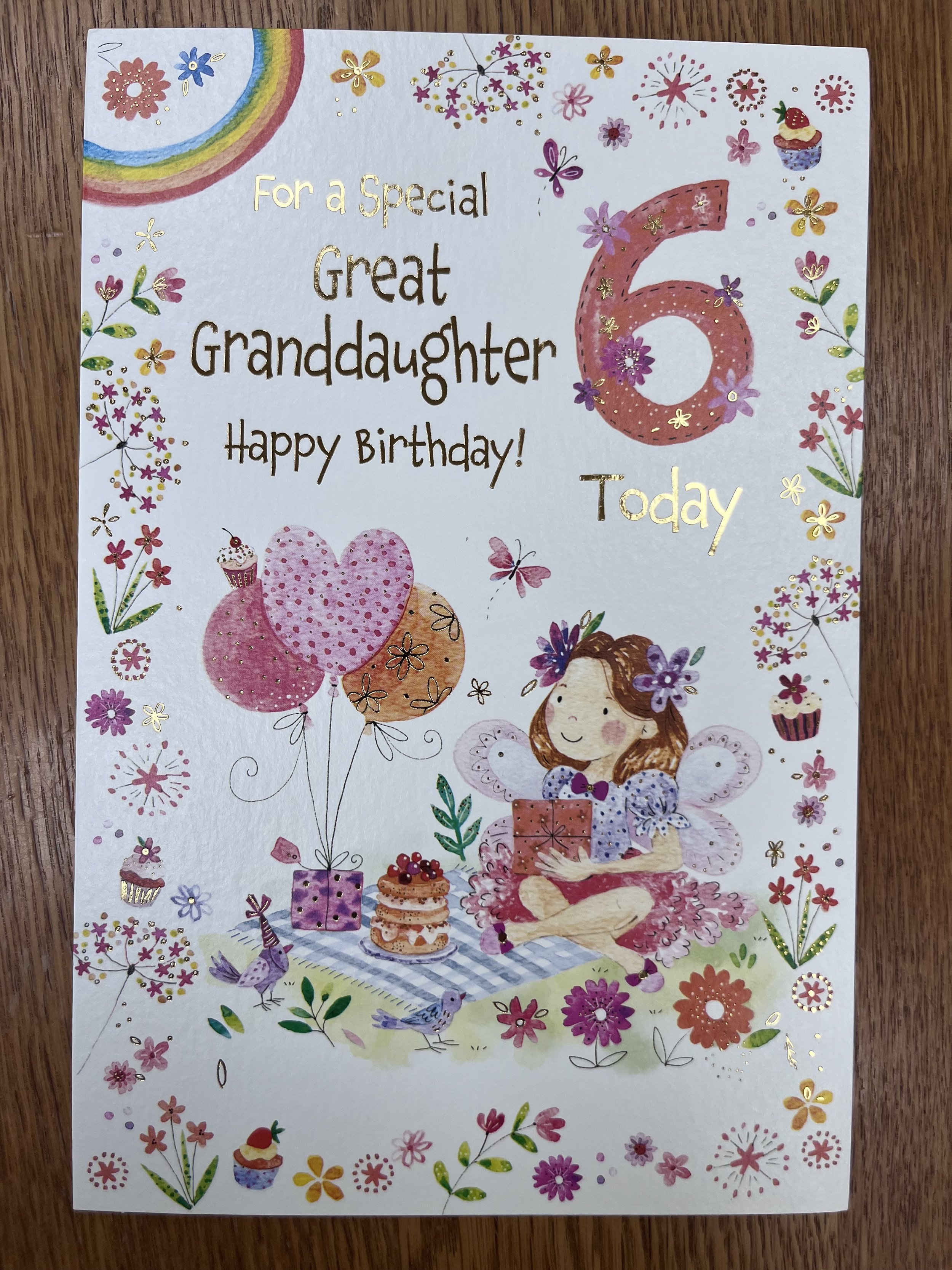 Great Granddaughter 6th birthday card
