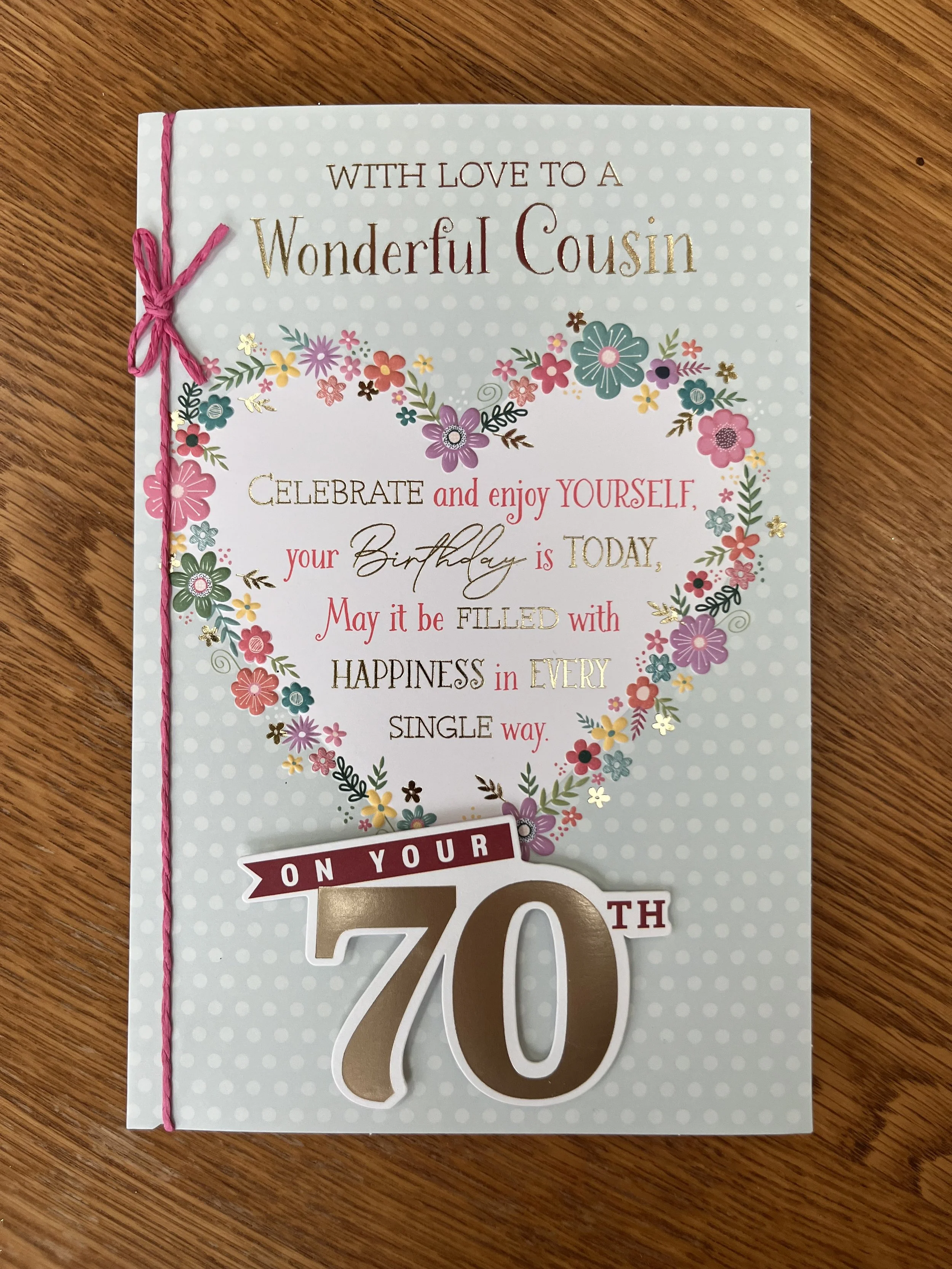 Cousin 70th birthday card