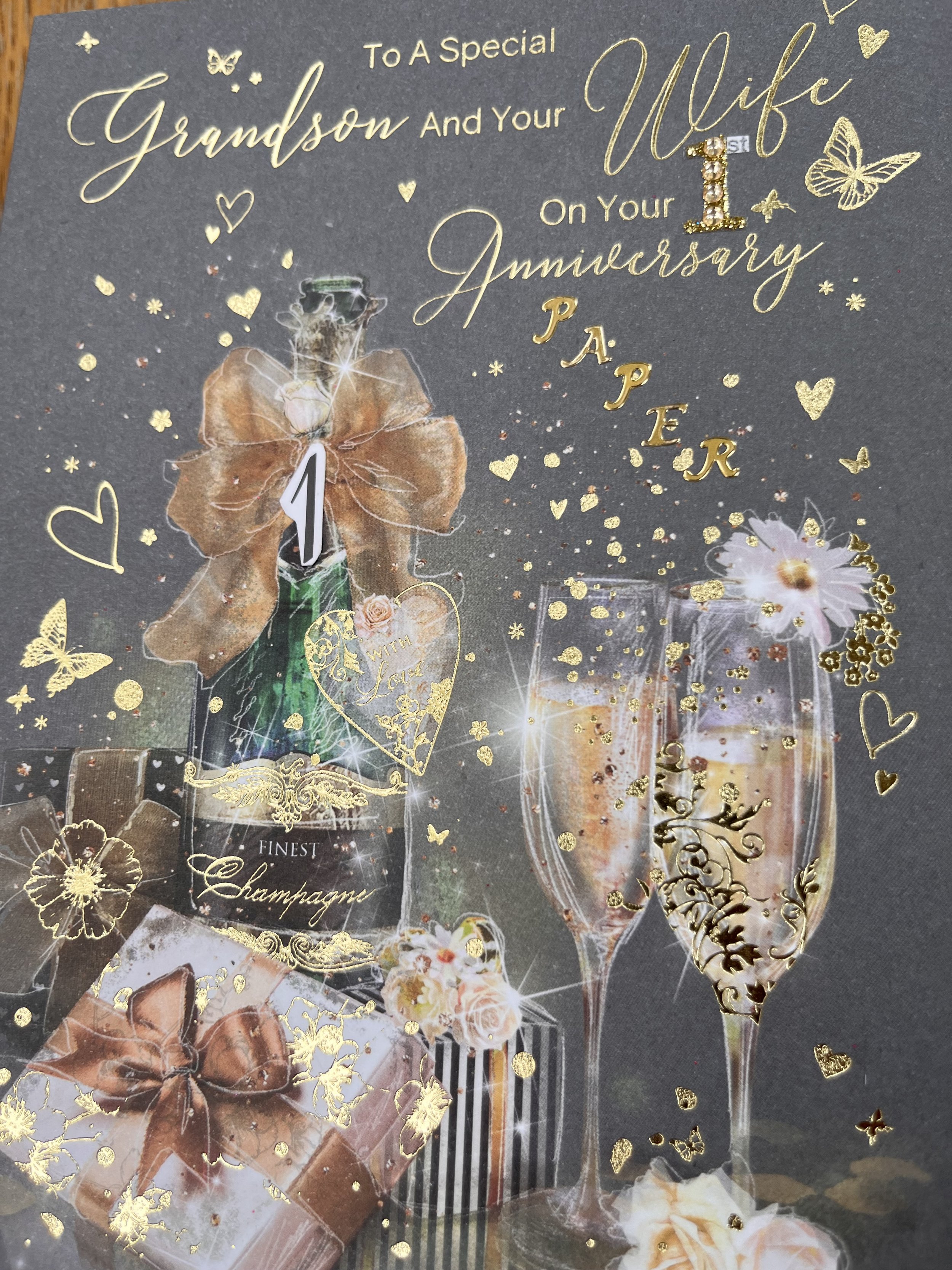 Grandson and Wife 1st Anniversary Card