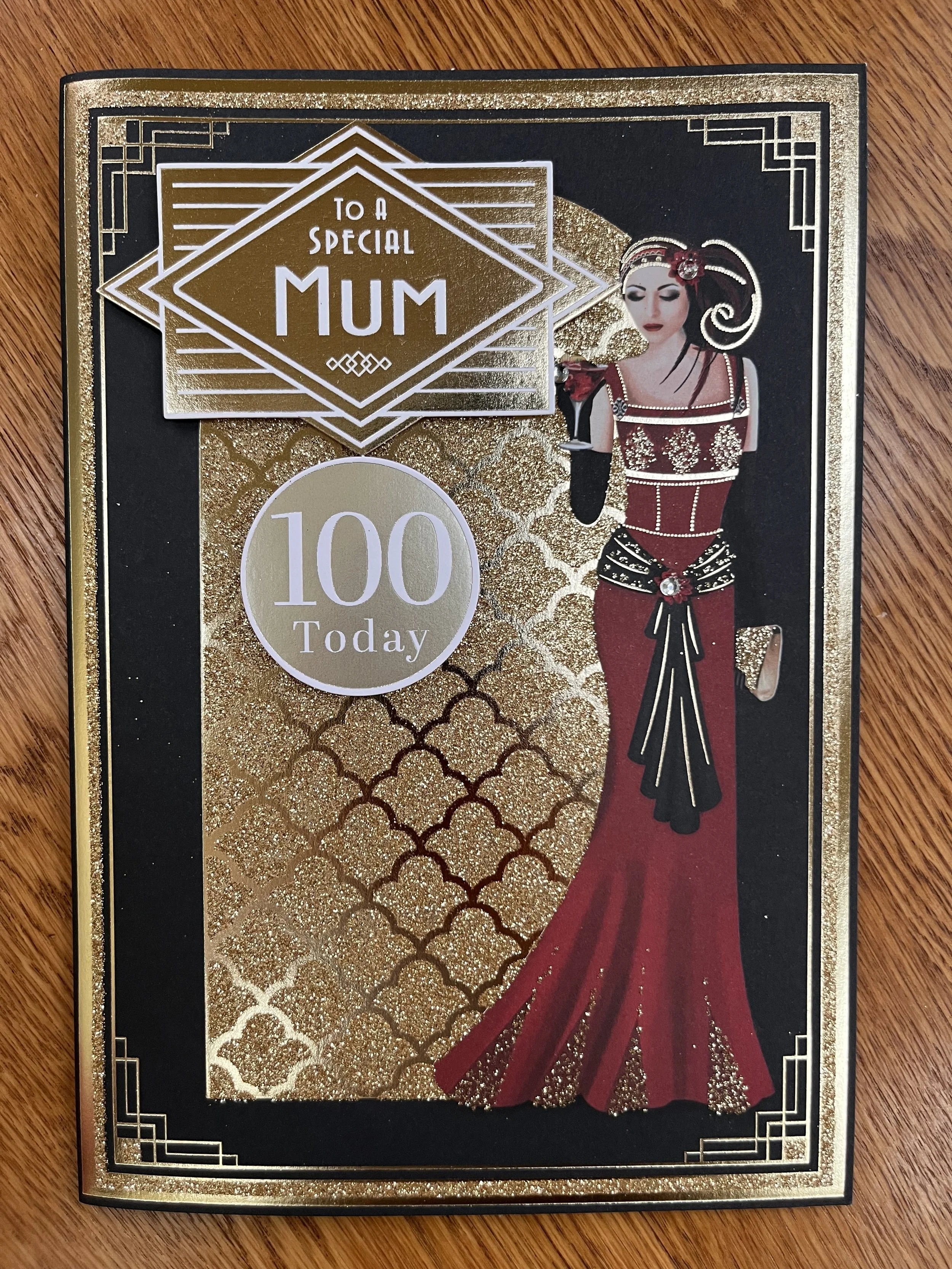 Art Deco Mum 100th Birthday card