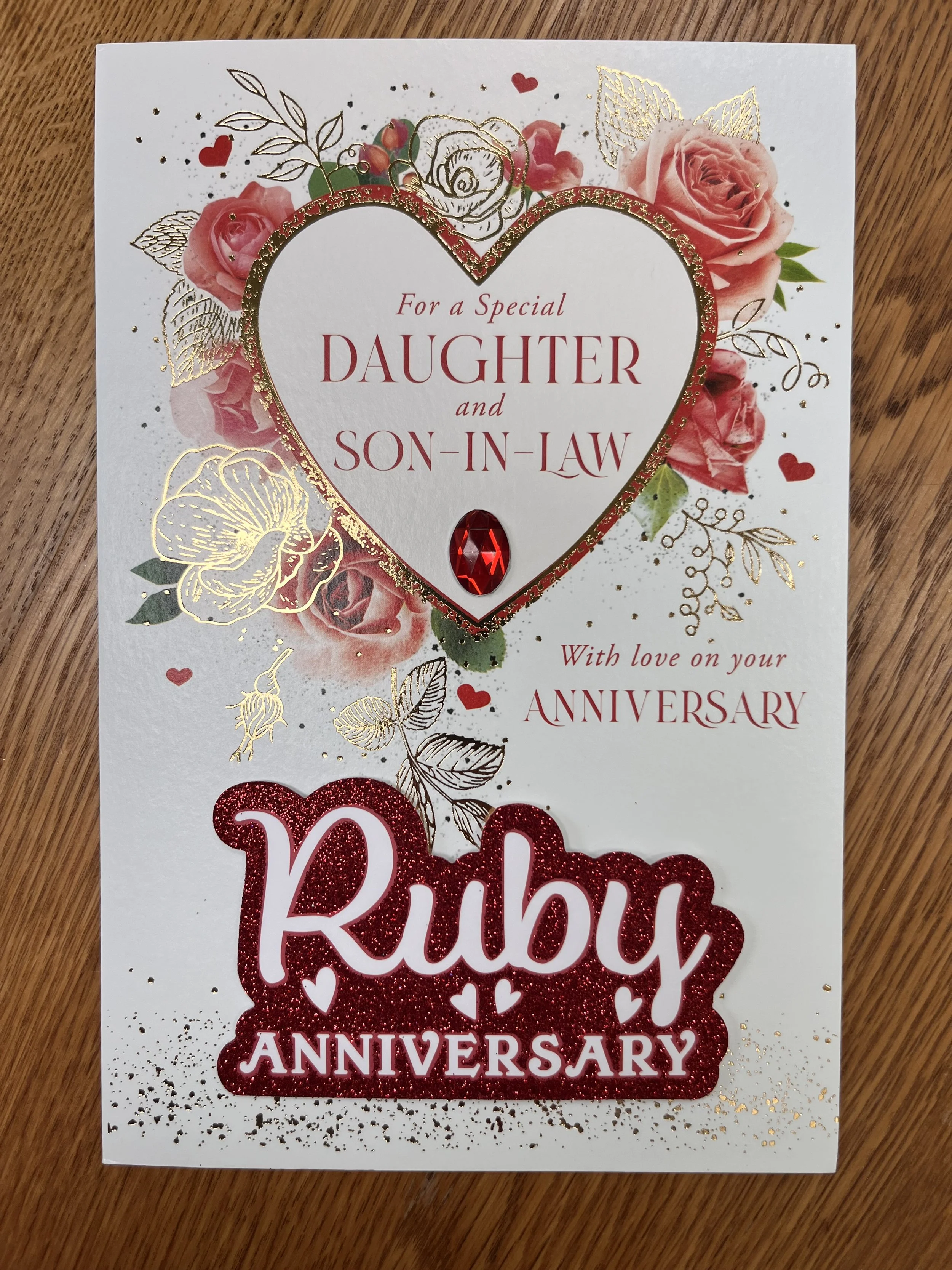 Daughter and Son in Law Ruby anniversary card