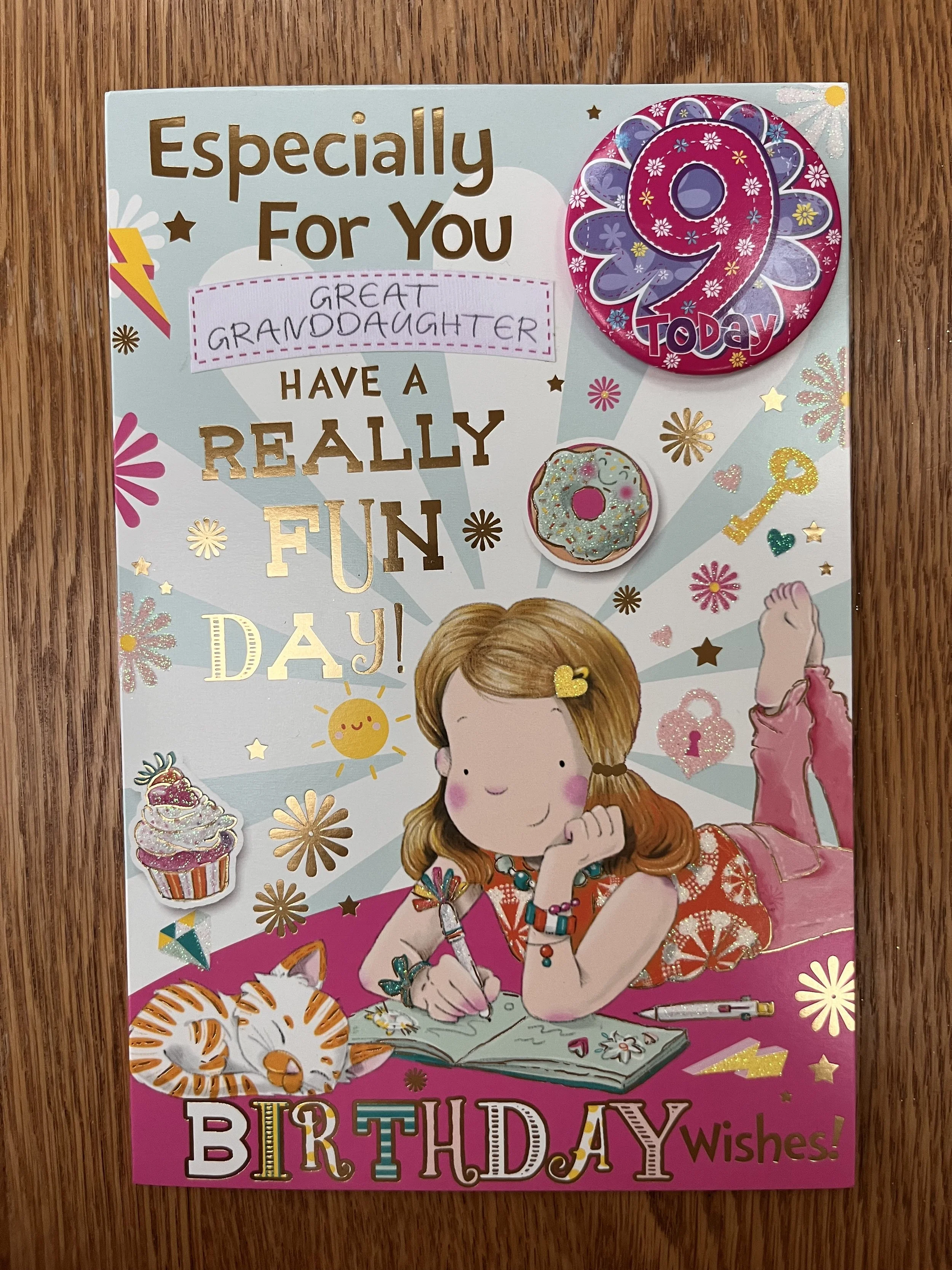 Great Granddaughter age 9 birthday card