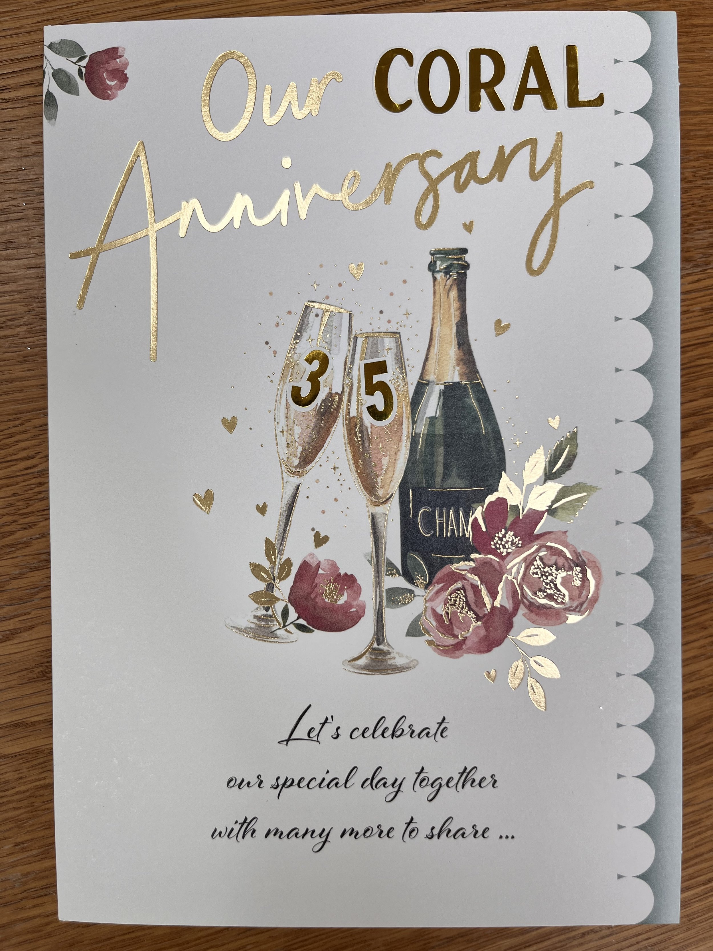 Coral Anniversary Card