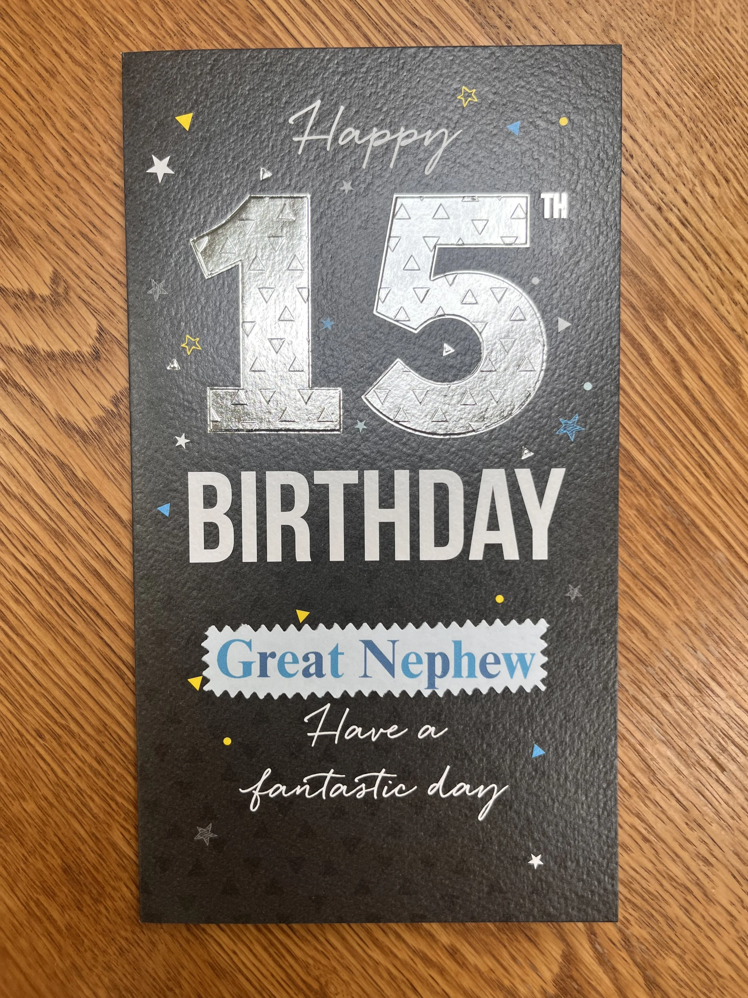 Great Nephew 15th birthday card