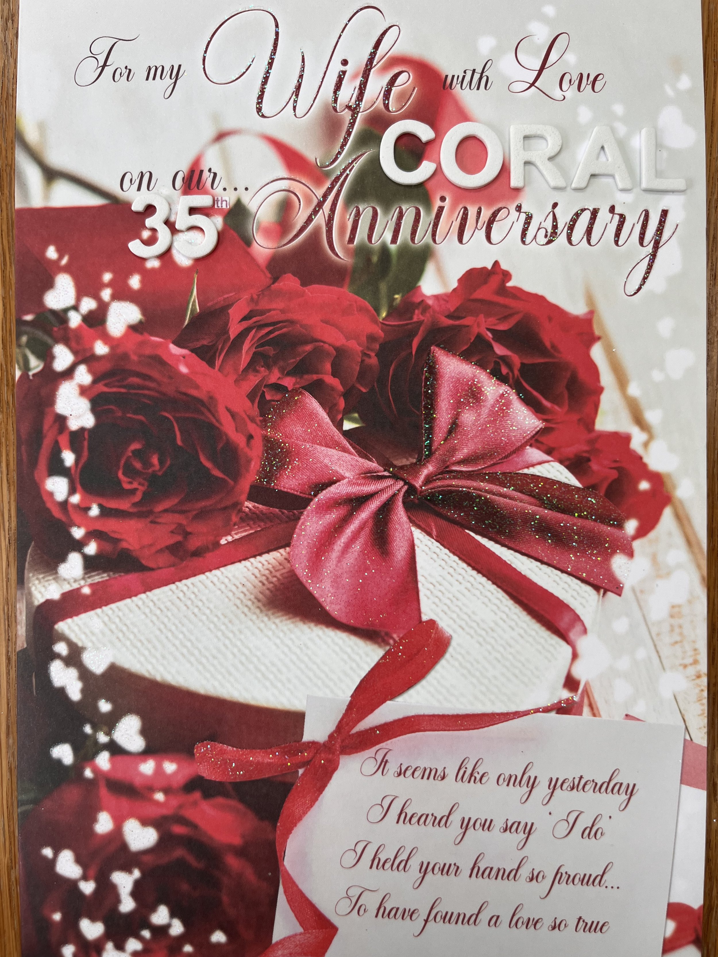 Wife Coral Anniversary Card