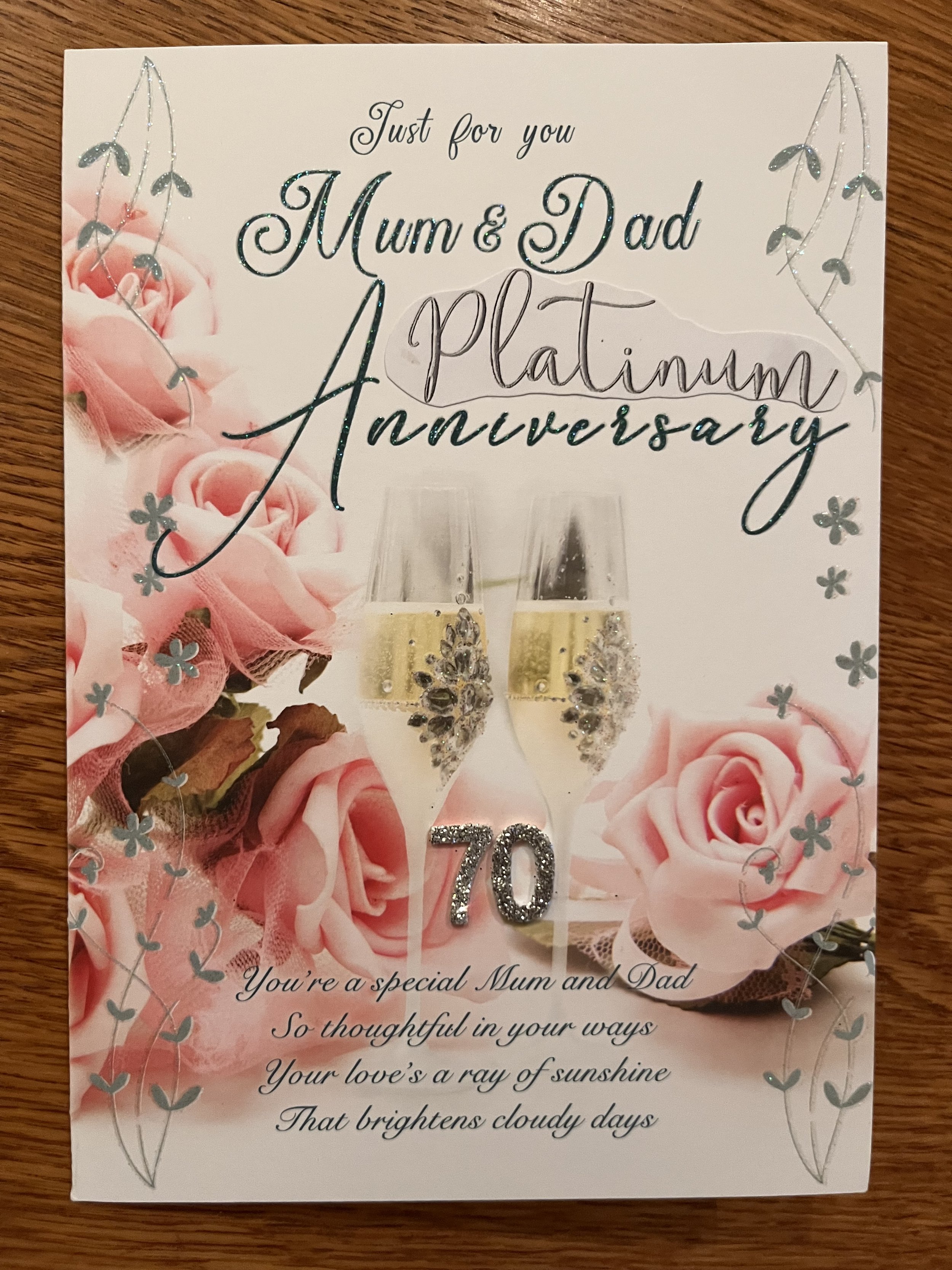 Mum and Dad 70th anniversary card