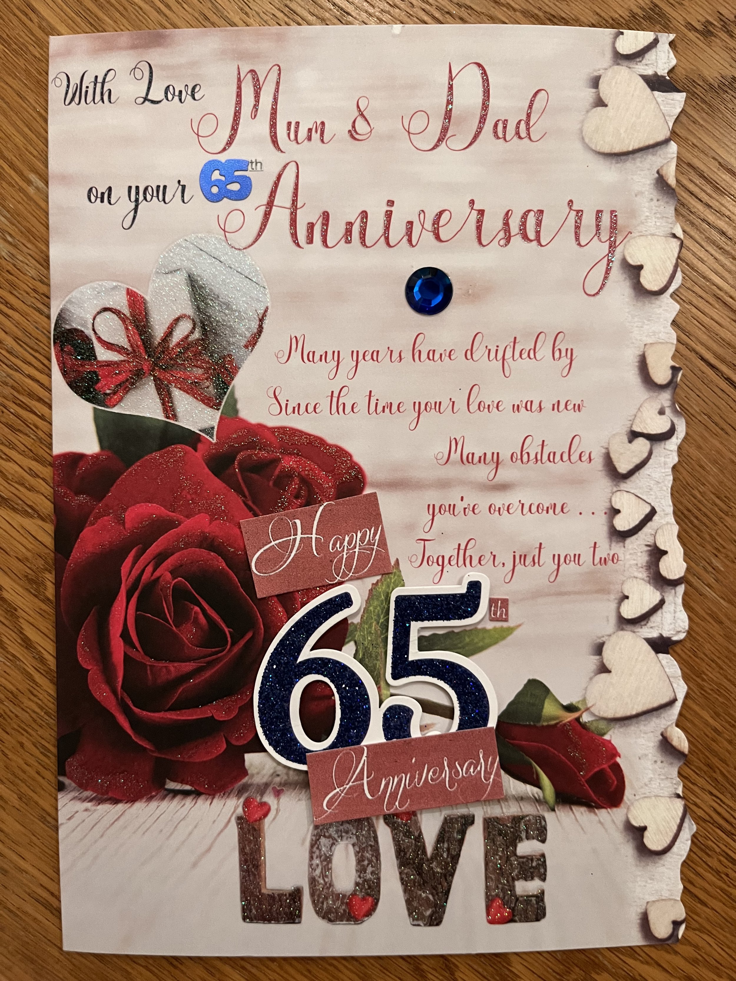 Mum and Dad 65th anniversary card
