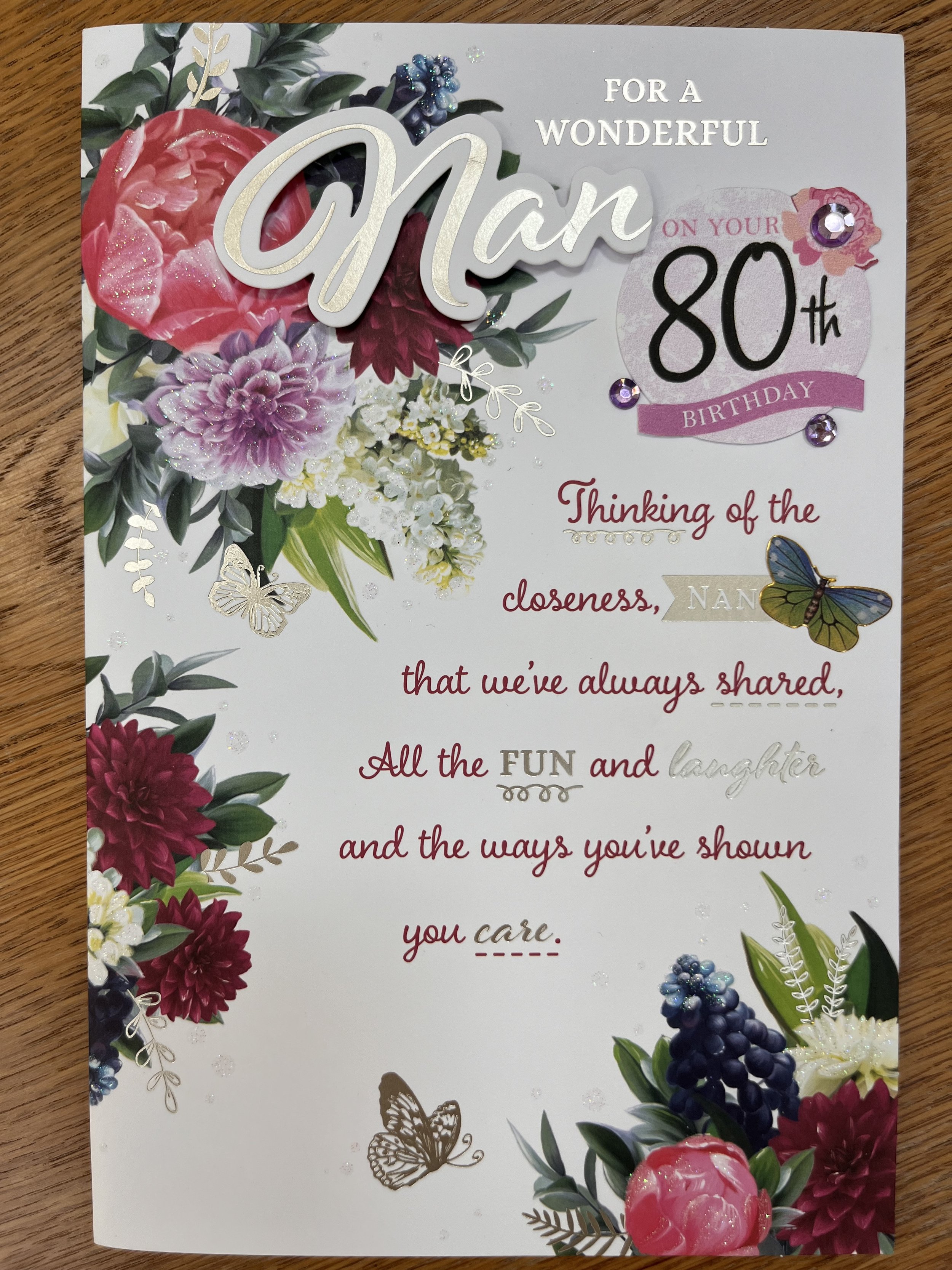 Special Nan 80th birthday card