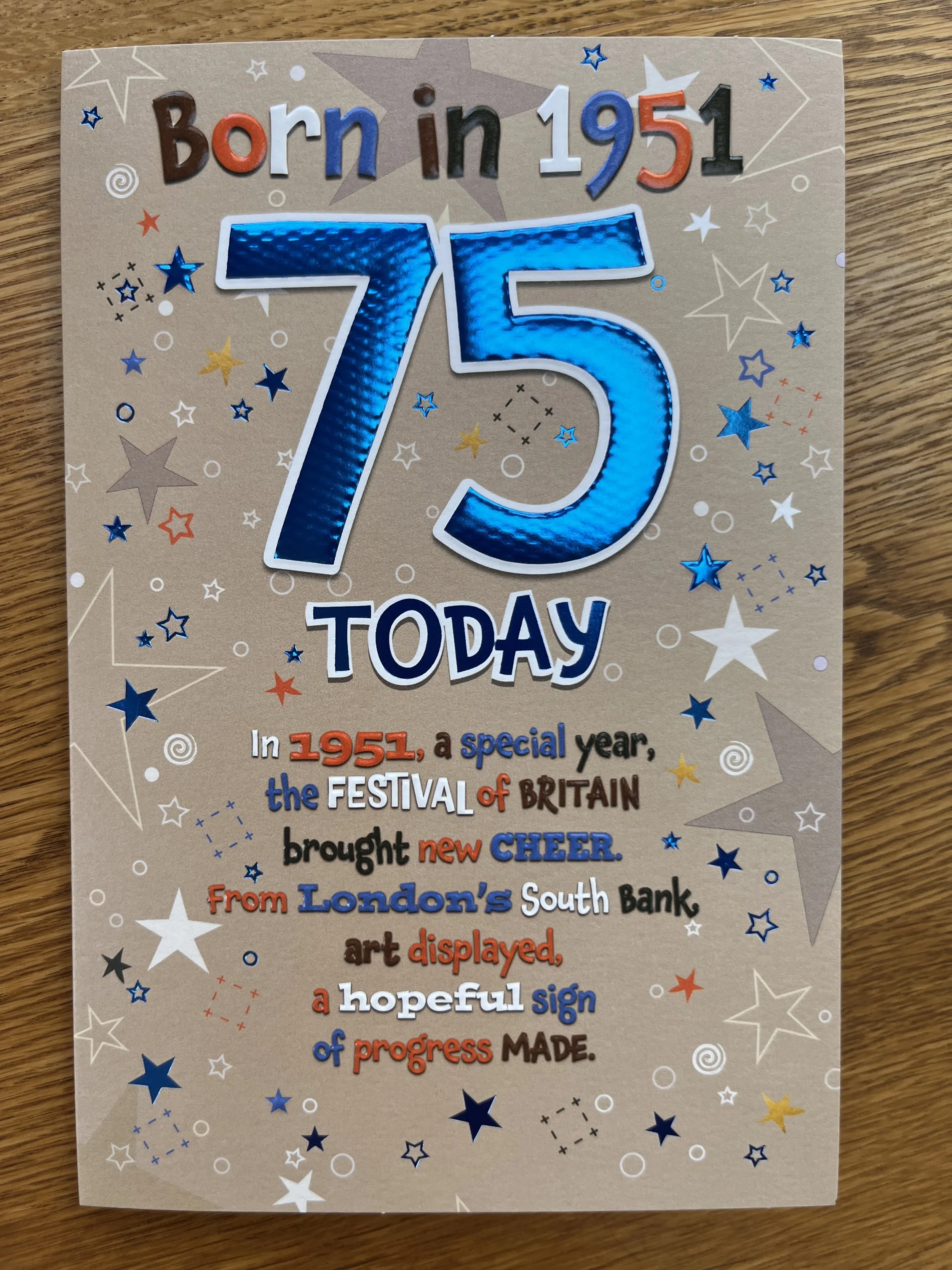1951   75th Birthday card