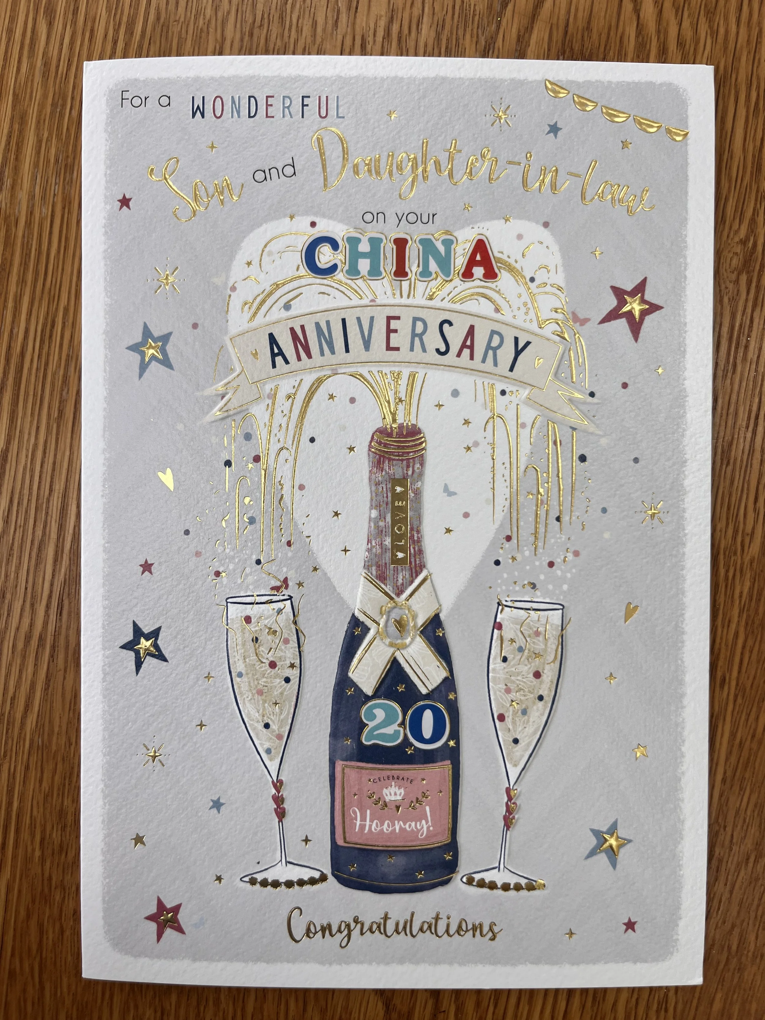 Son and Daughter in law China anniversary card