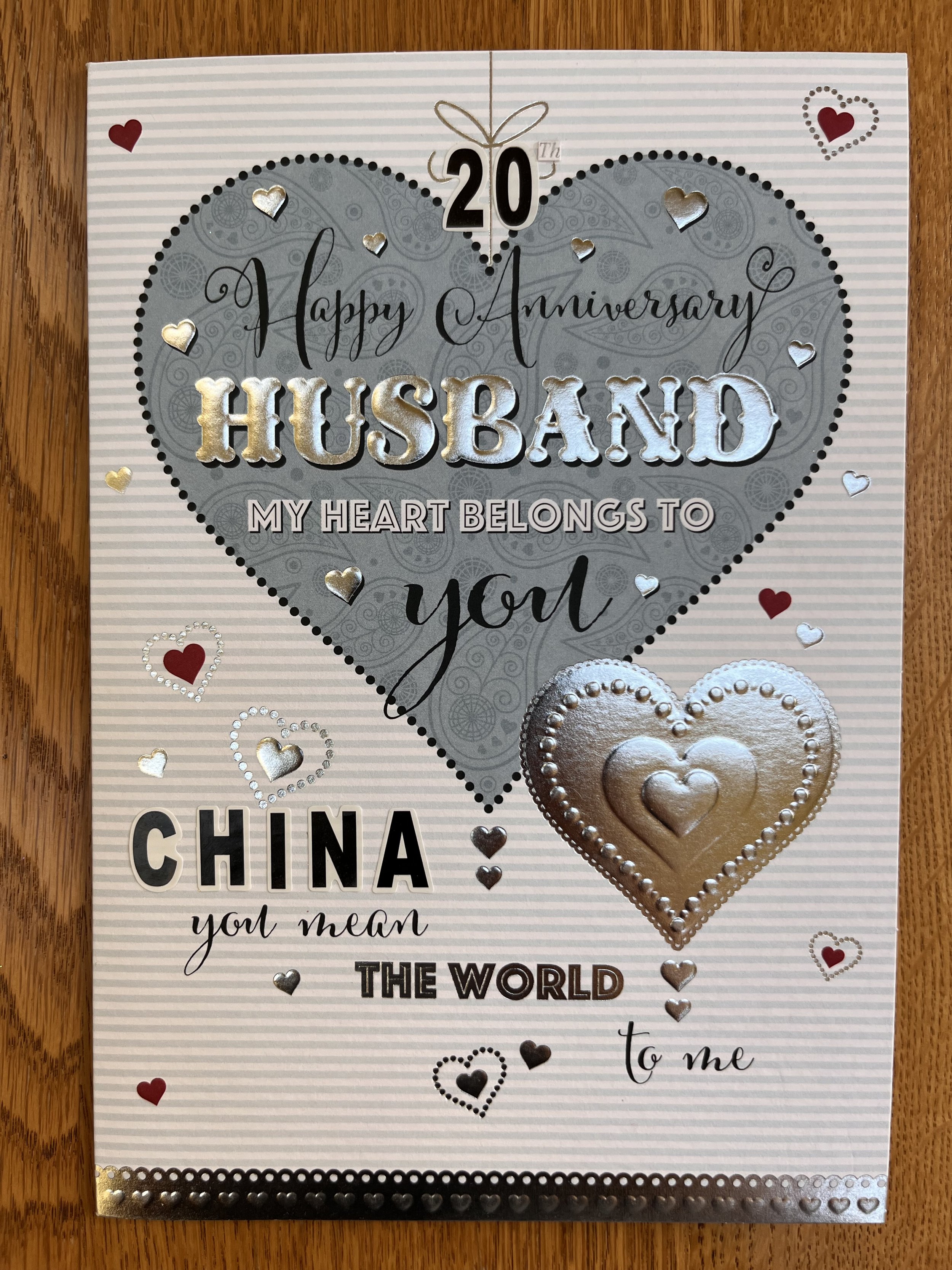 Husband China anniversary card