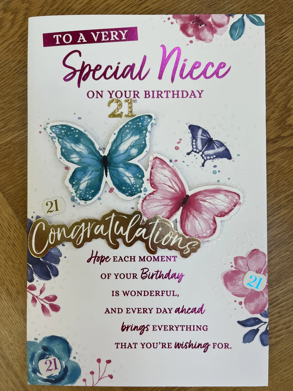DEGASKEN Niece 21st Birthday Card - Happy Birthday Gifts For 21 Year Old Niece - 21st Birthday Decorations For Women, Personalized Engraved Wallet Card