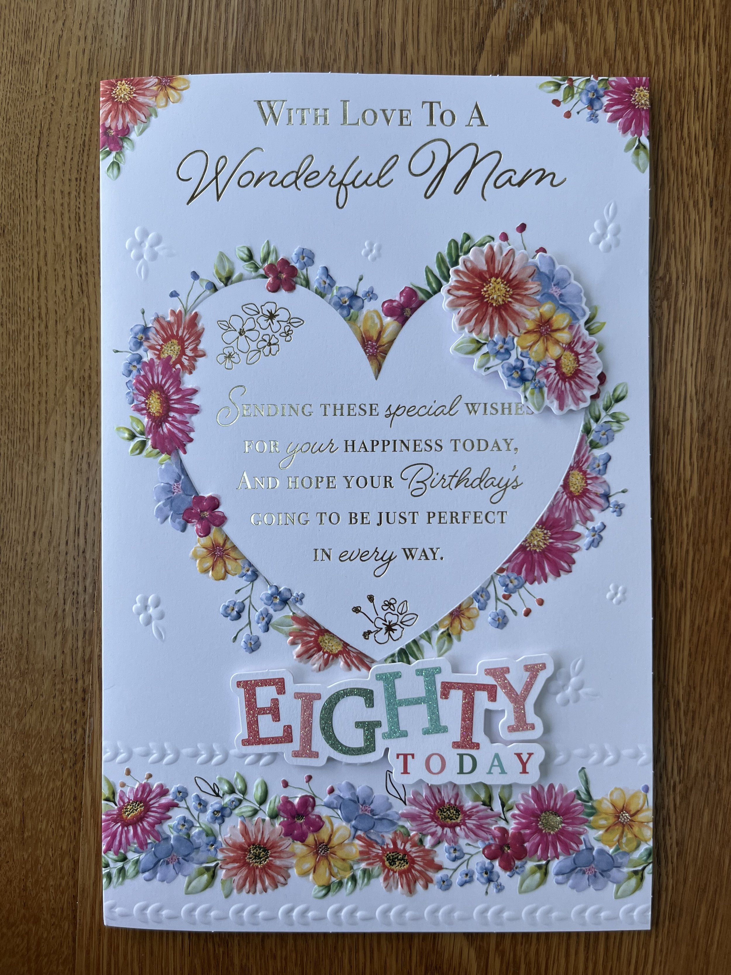 Extra Special MAM 80th birthday card