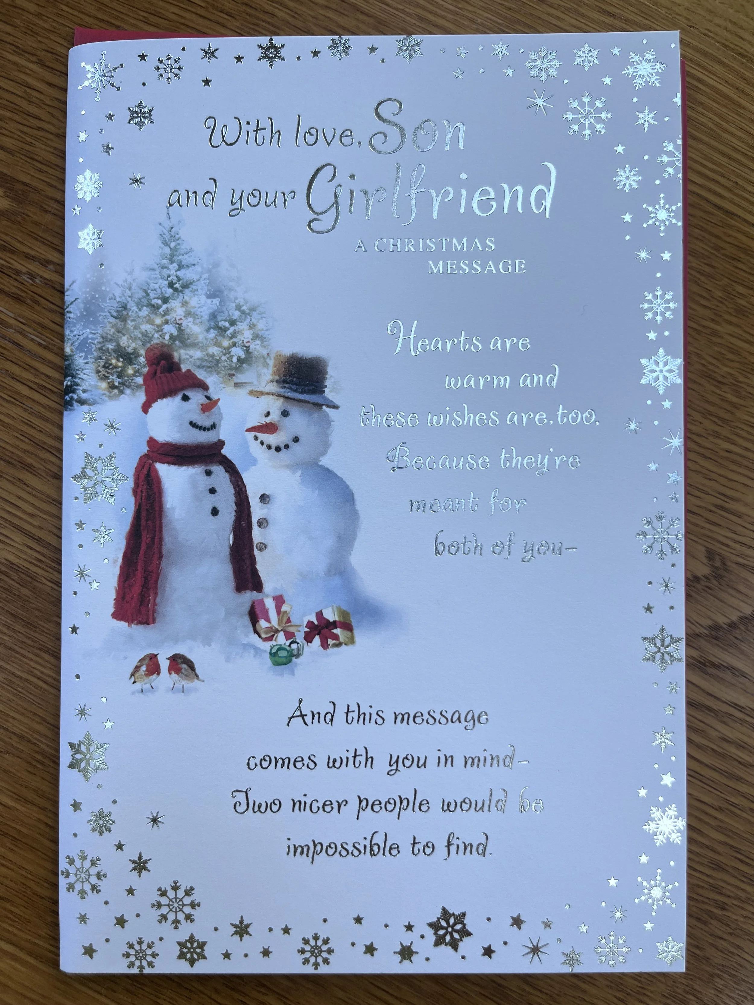 Son and his girlfriend christmas card