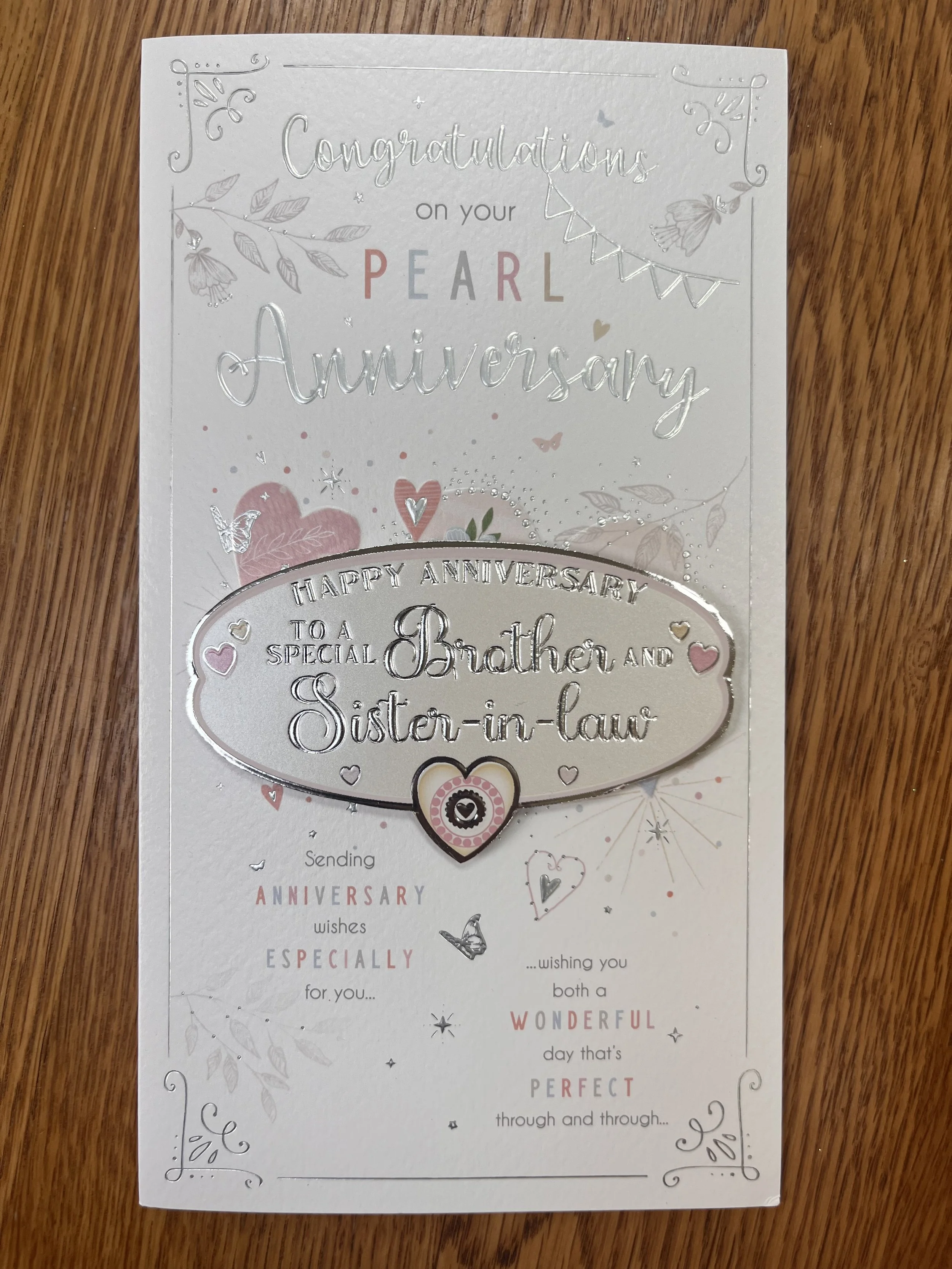 Brother and Sister in law Pearl anniversary  card