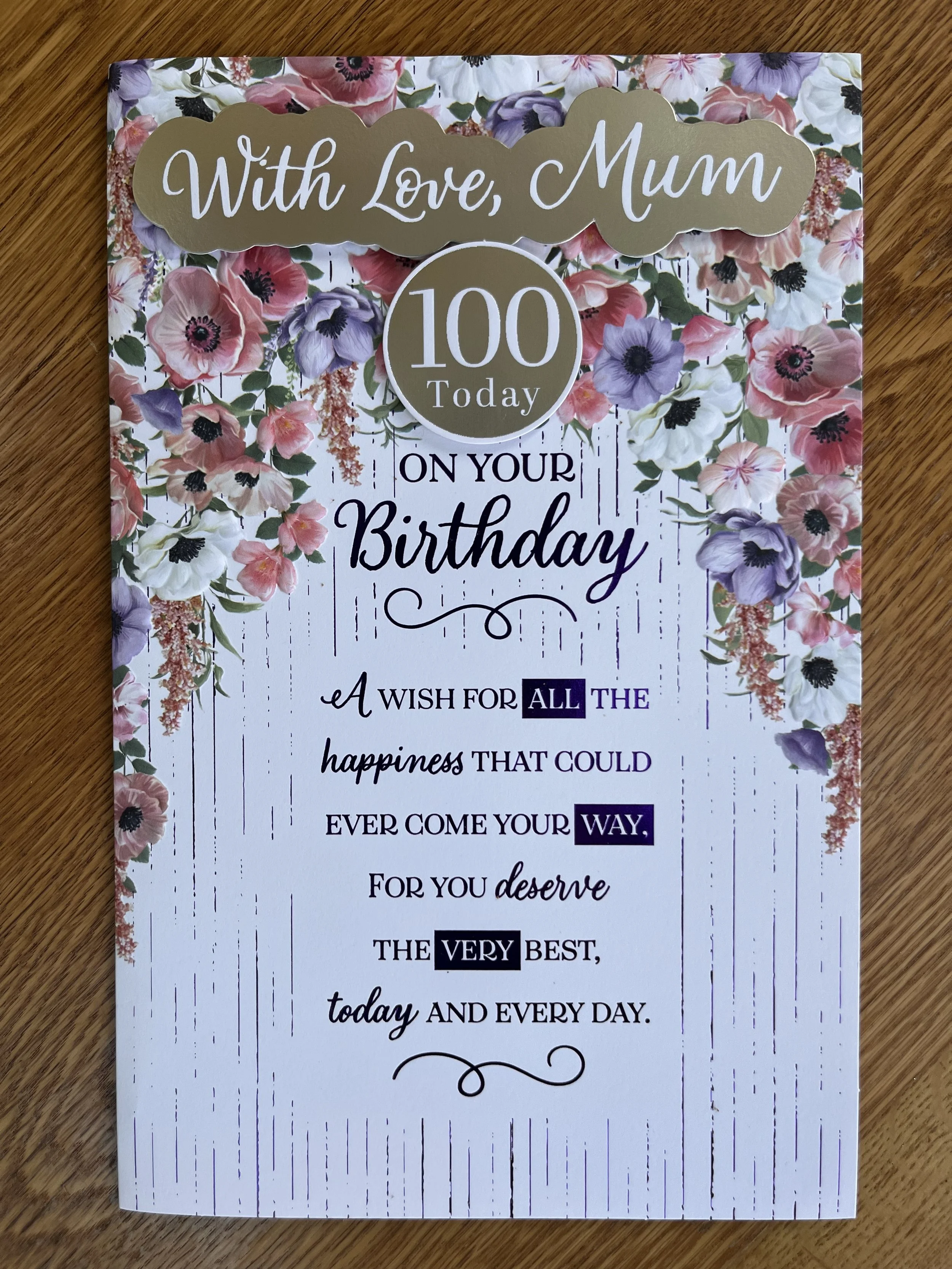 Extra Special Mum 100th Birthday card