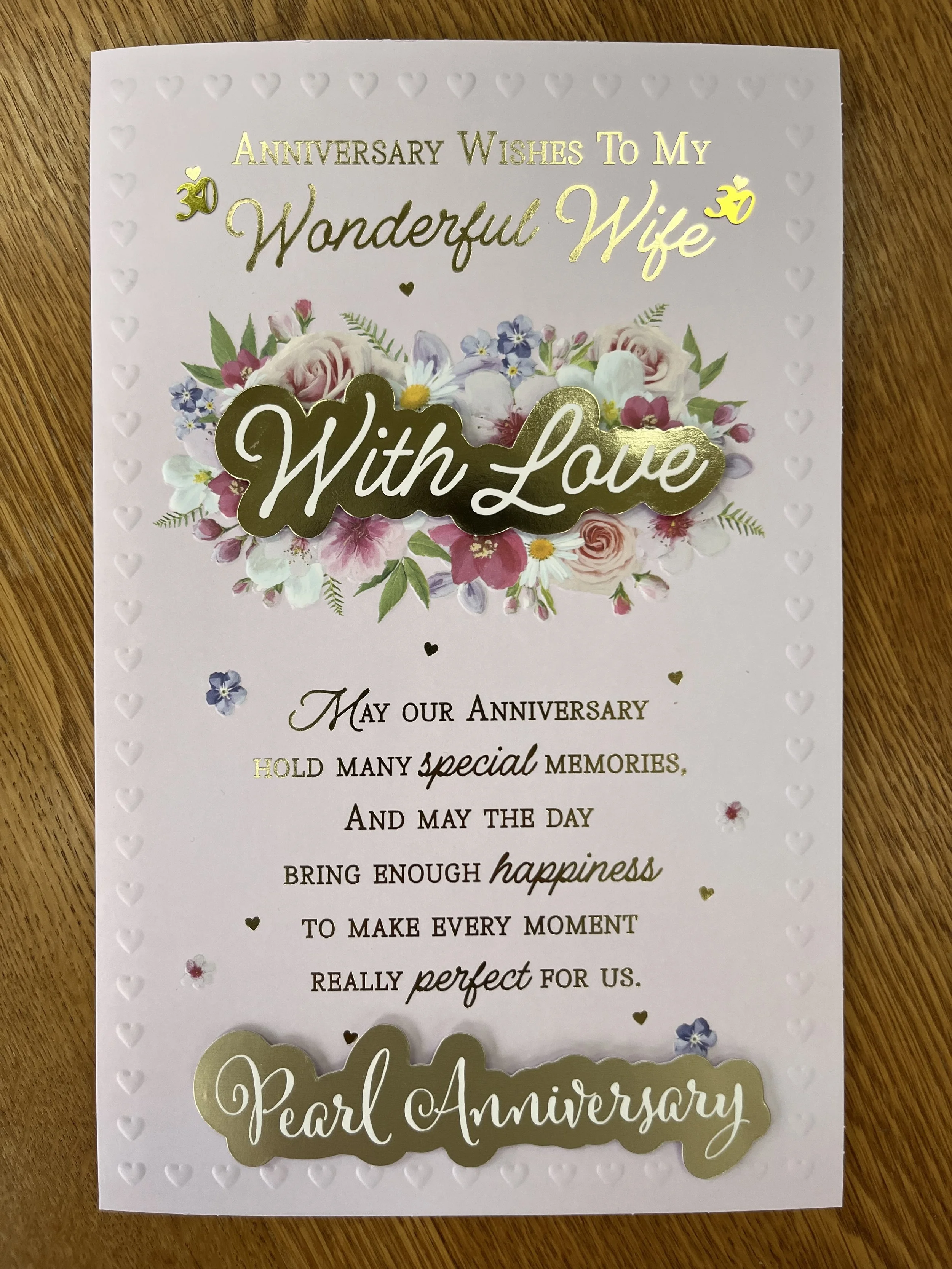 Extra Special Wife Pearl anniversary card