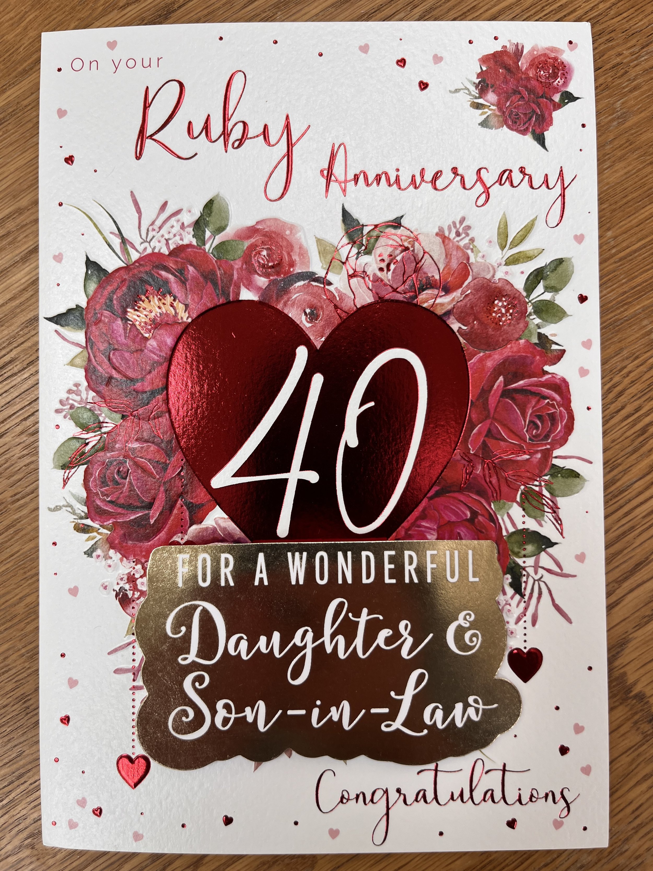 Daughter and Son in Law Ruby anniversary  card