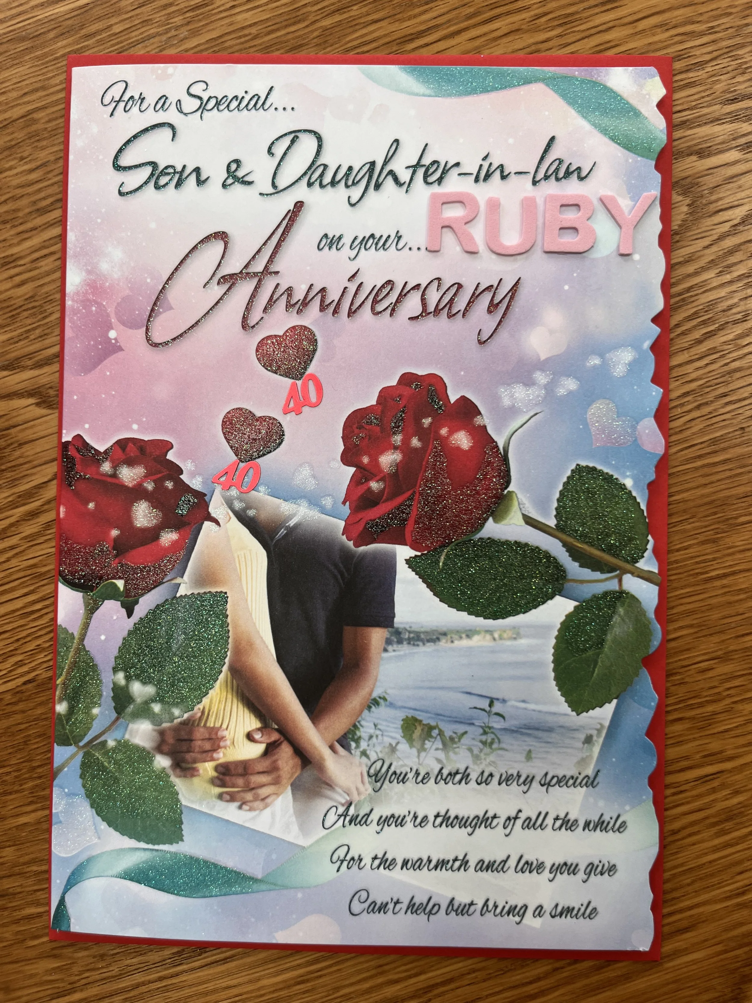 Son and Daughter in Law Ruby anniversary  card