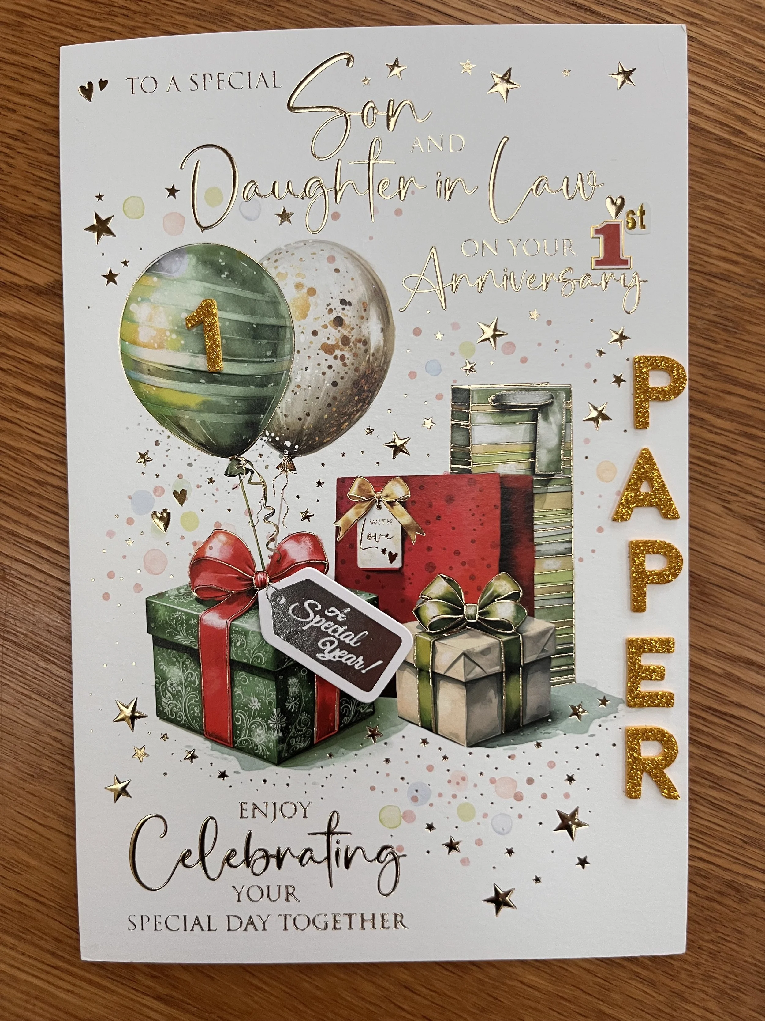 Son and Daughter-in-Law 1st anniversary  card