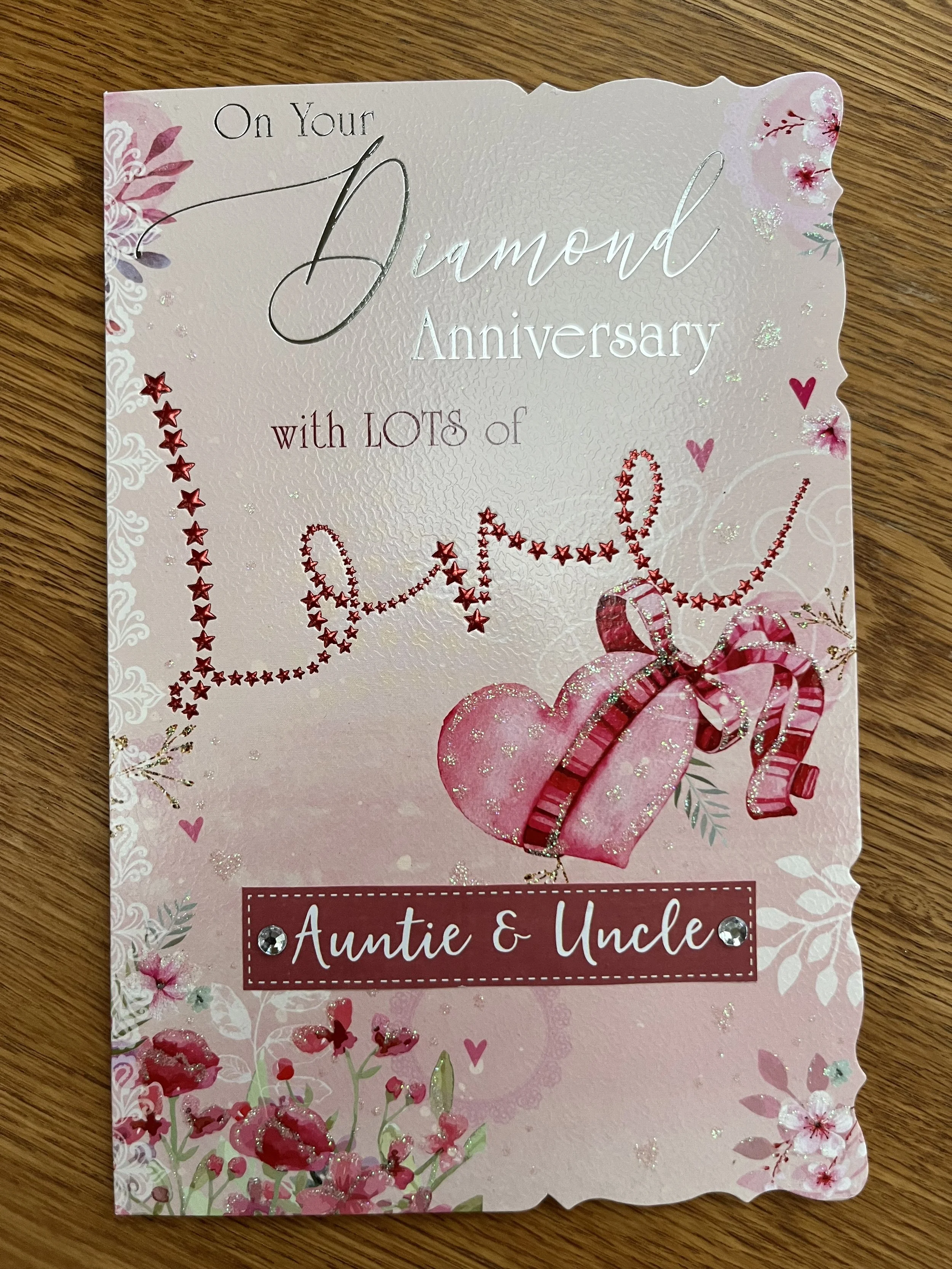 Auntie and Uncle Diamond anniversary card