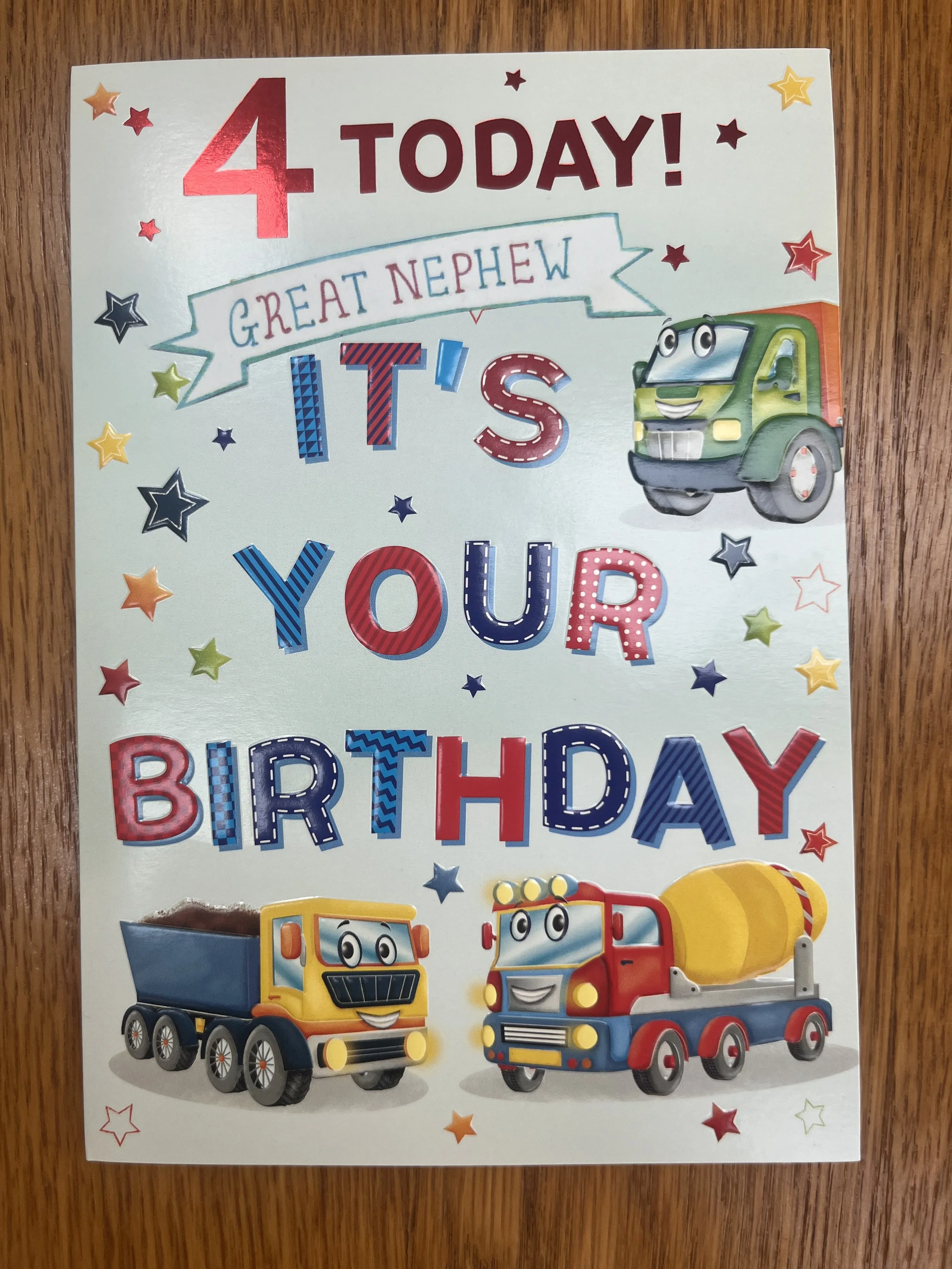 Great Nephew age 4 birthday card