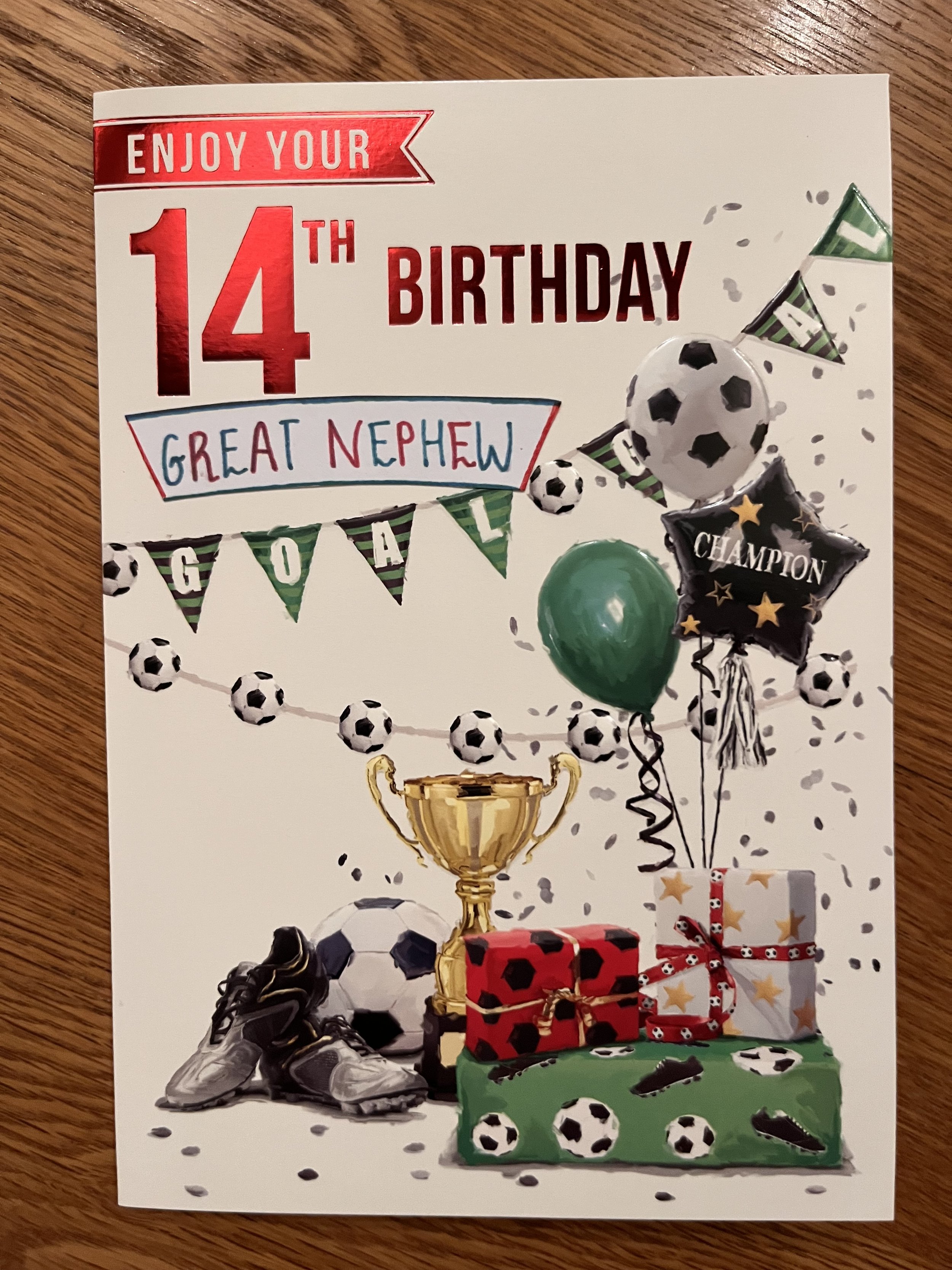 Great Nephew 14th birthday card