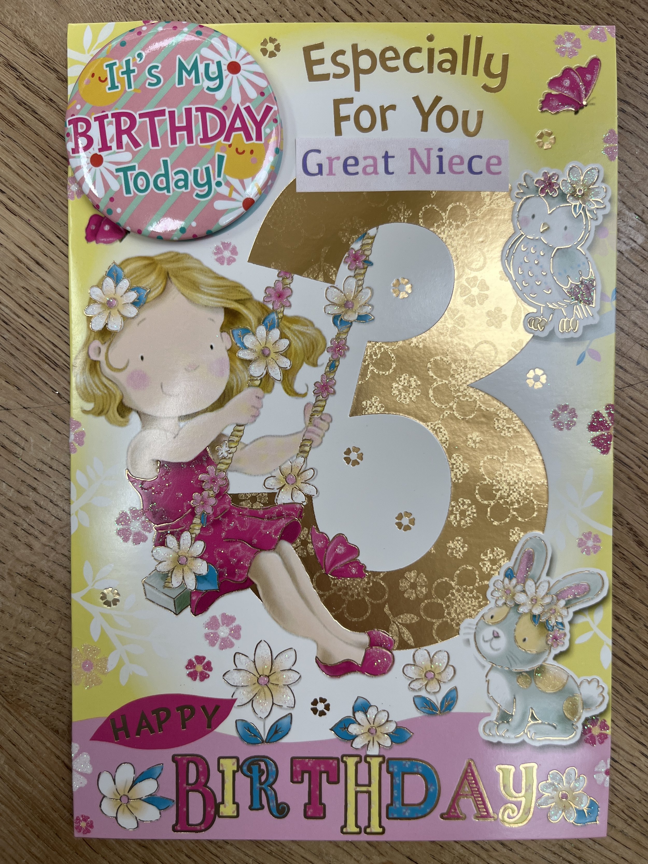 Great Niece age 3 Birthday Card