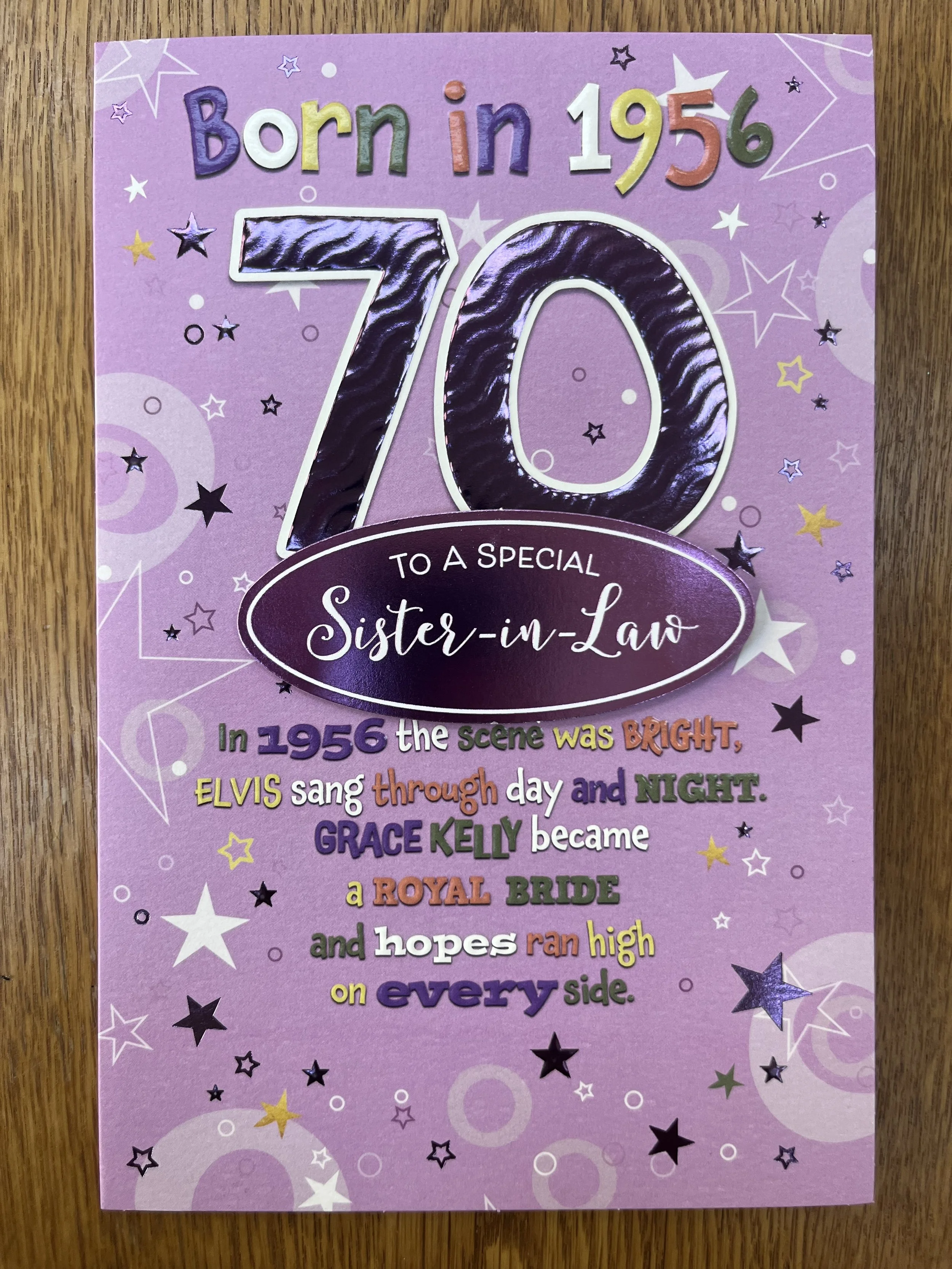 Sister in law 70th birthday card