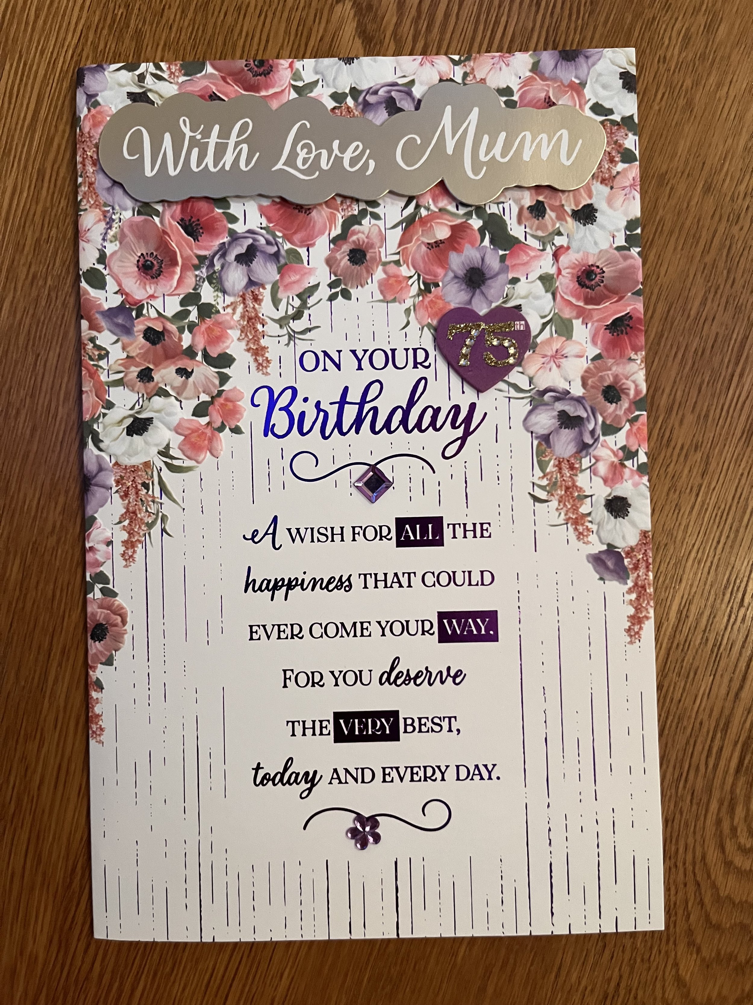 Extra Special Mum 75th birthday card