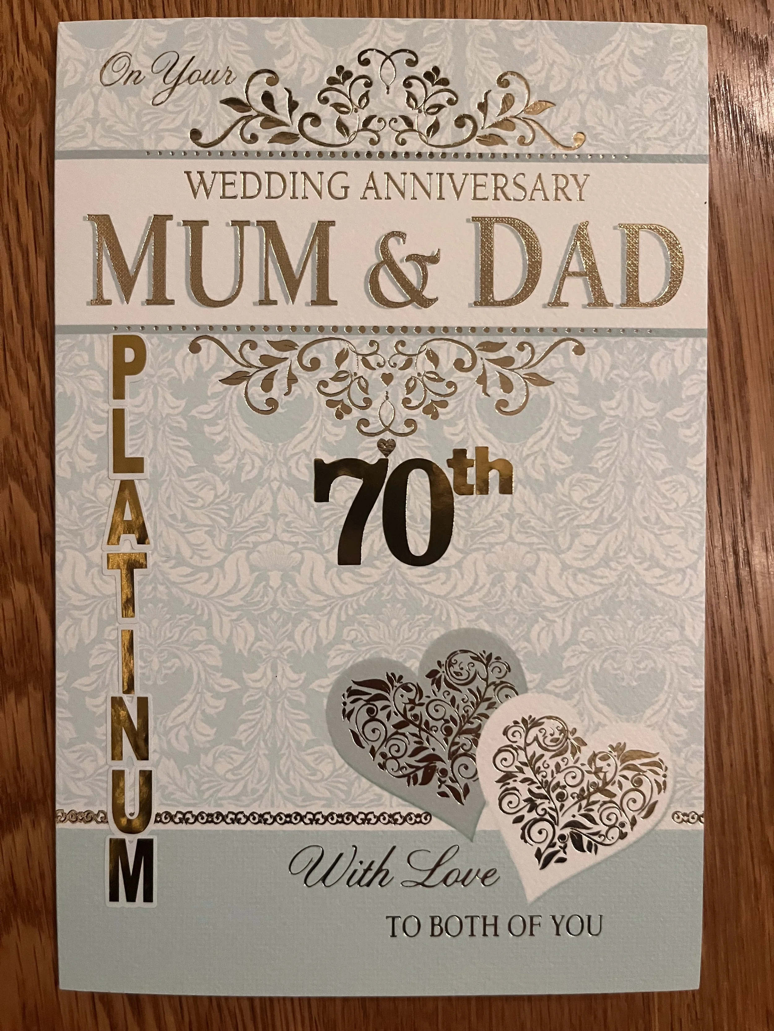 Mum and Dad Platinum anniversary card