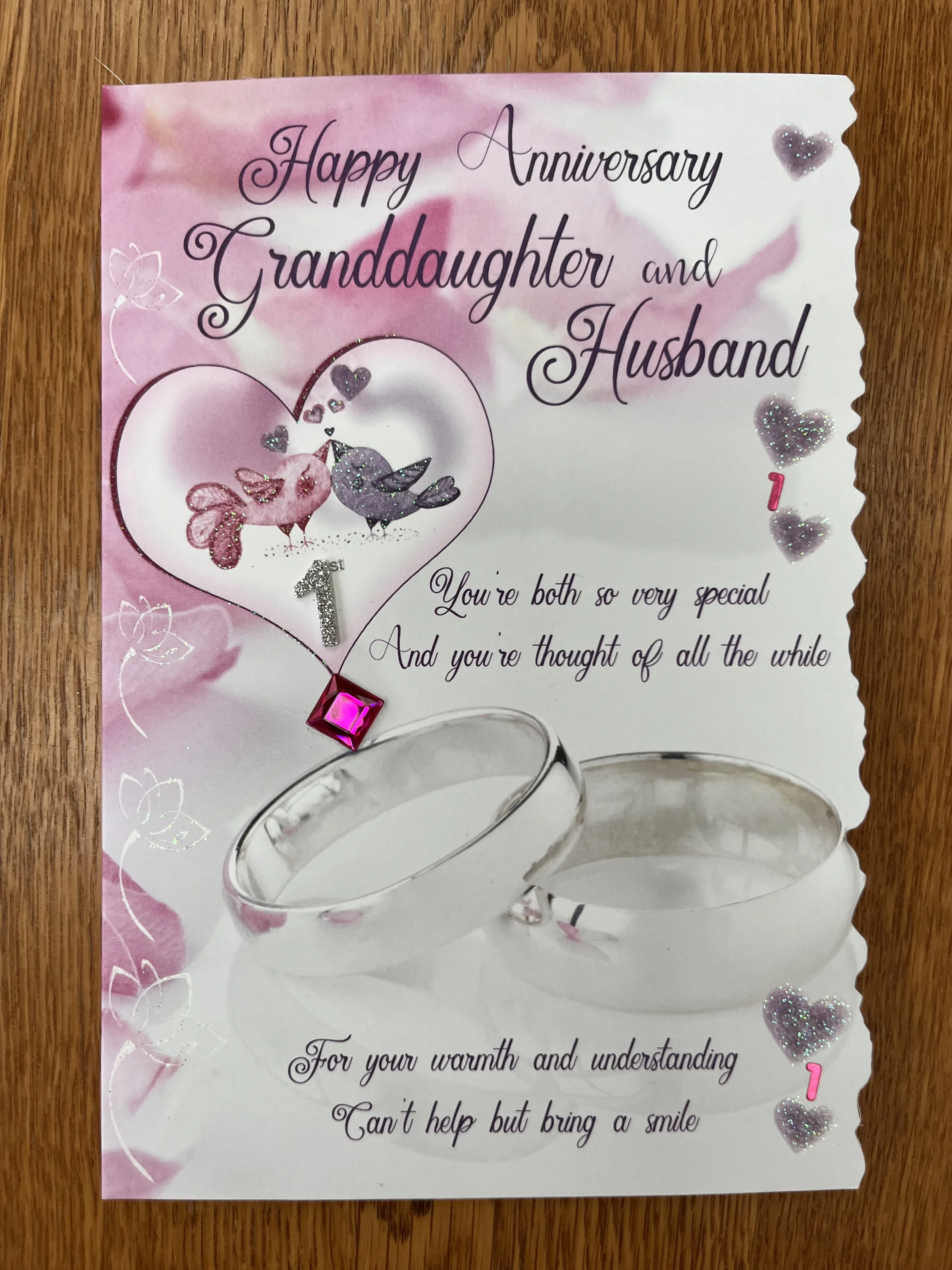 Granddaughter and Husband 1st anniversary  card