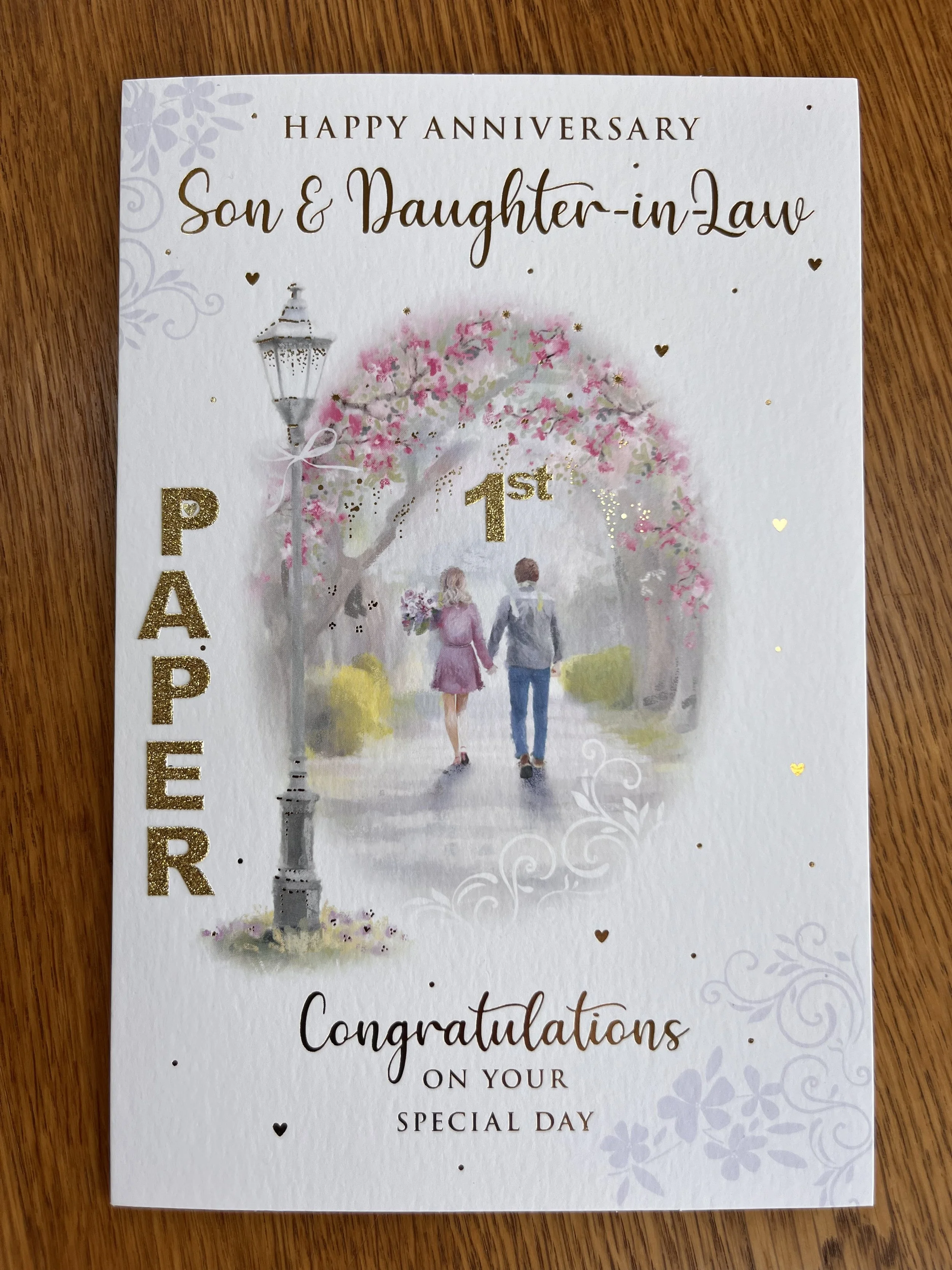 Son and Daughter-in-Law 1st Wedding anniversary card