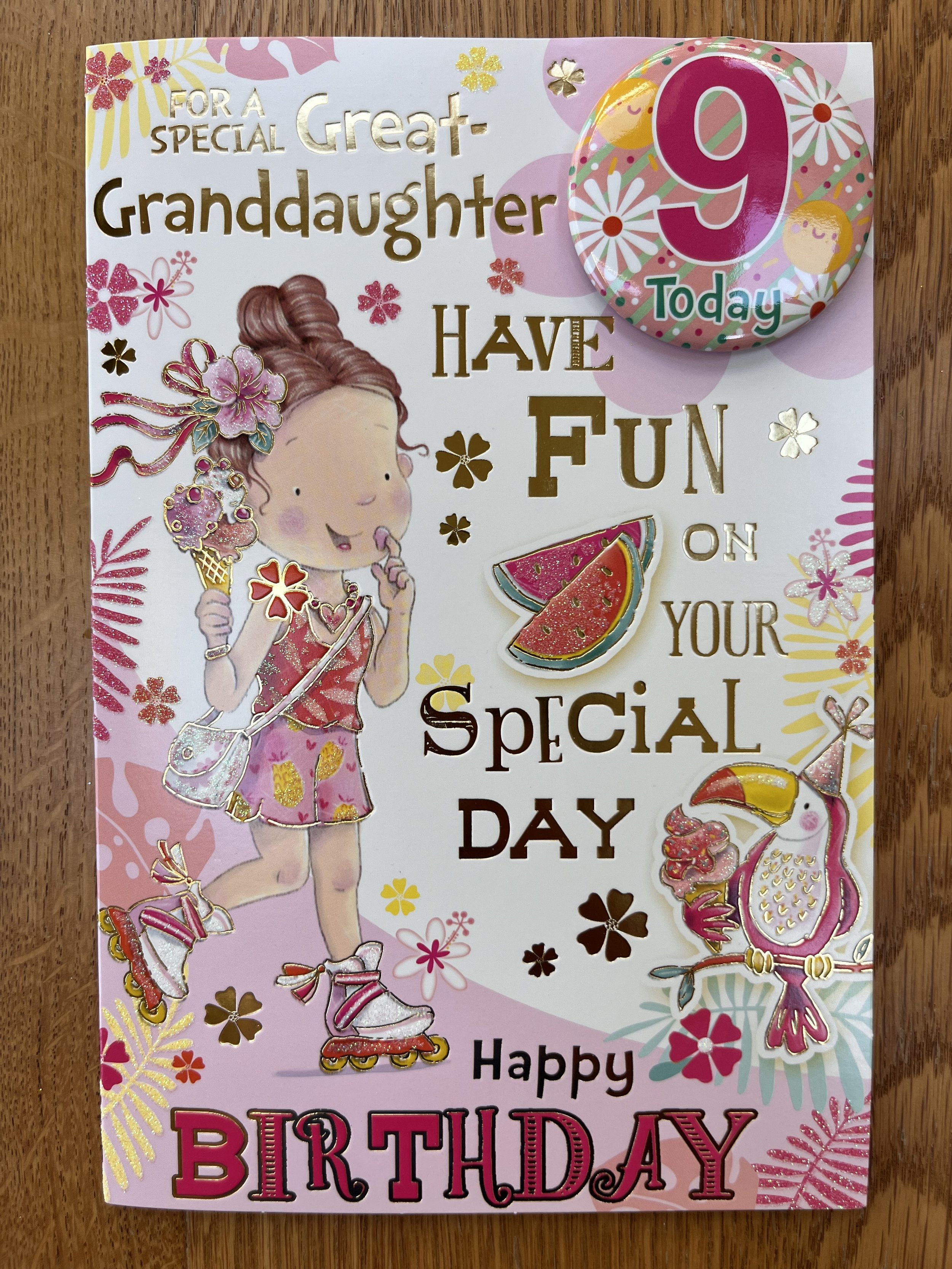 Great Granddaughter 9th birthday card