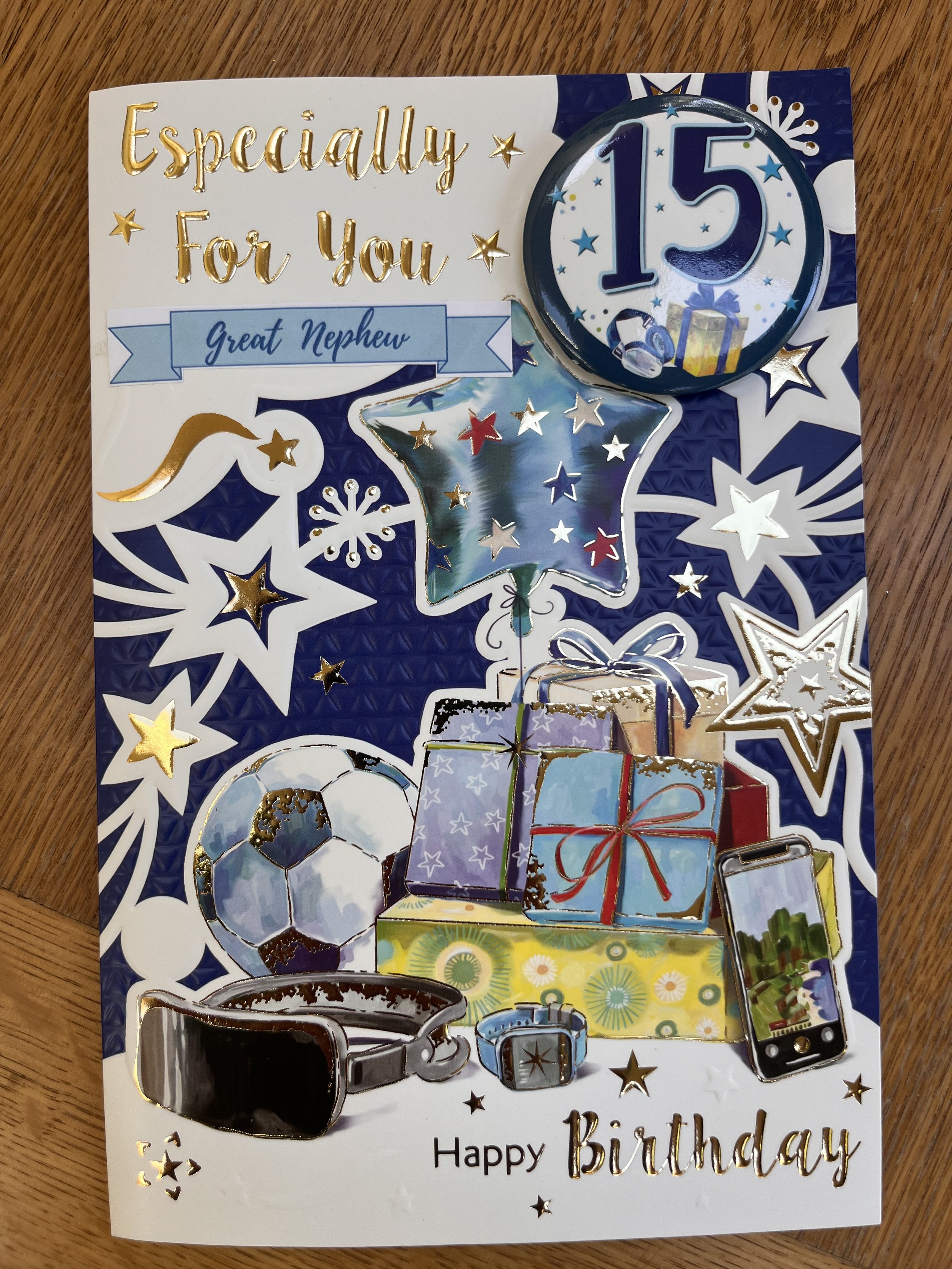 Great Nephew 15th birthday card