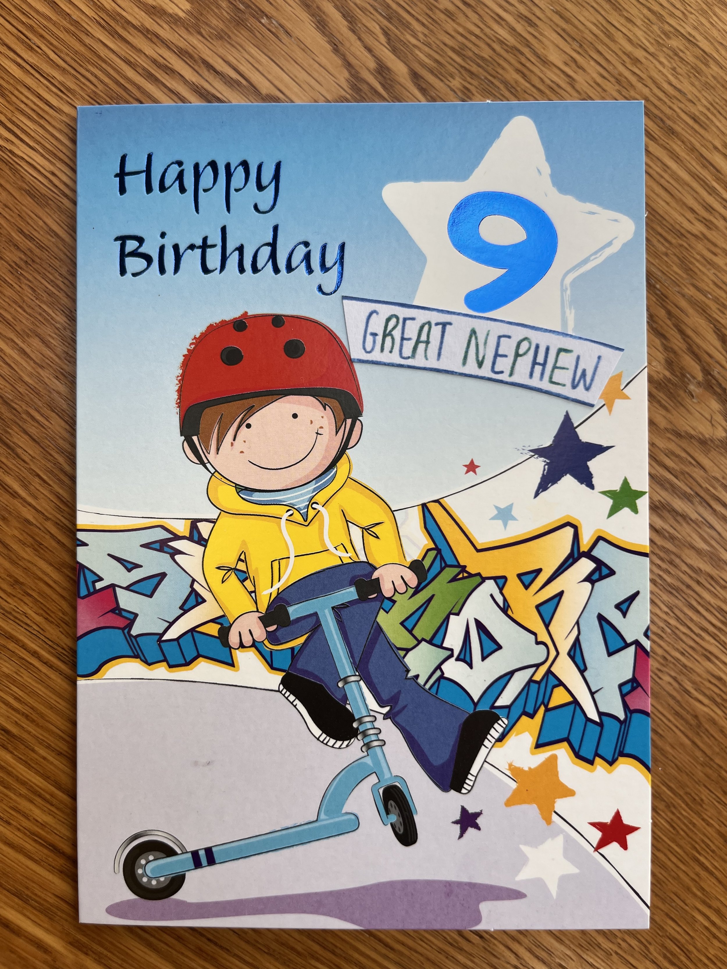 Great Nephew 9th Birthday Card