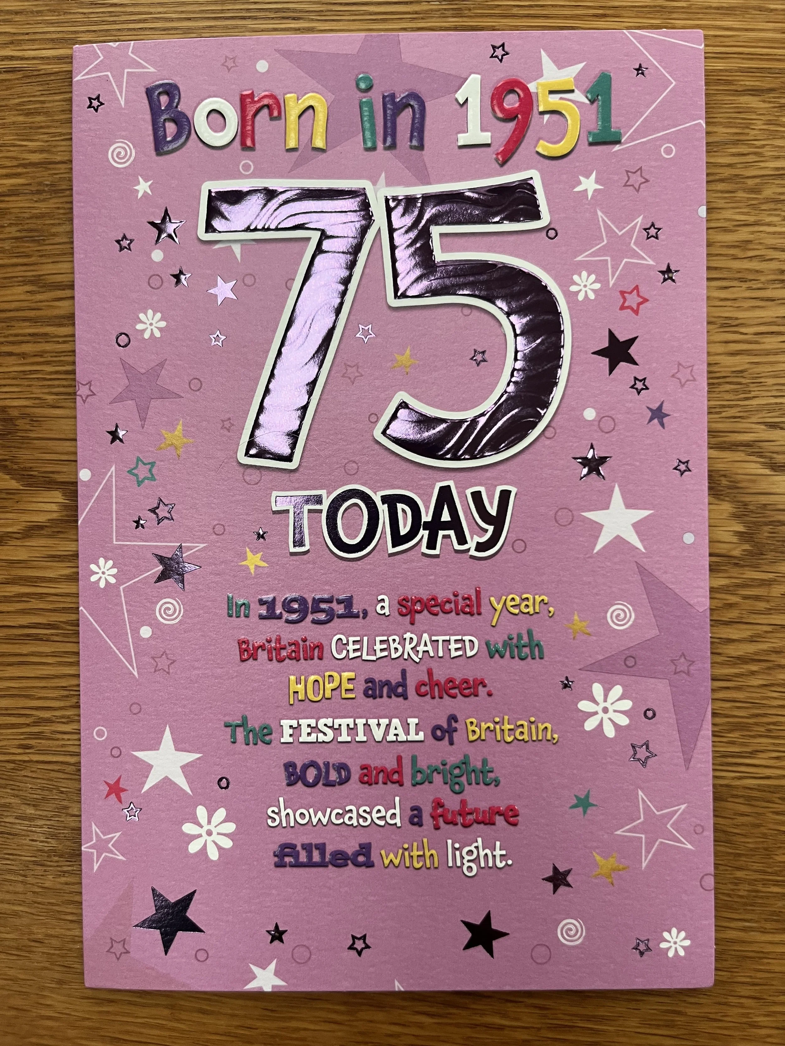75th Birthday card