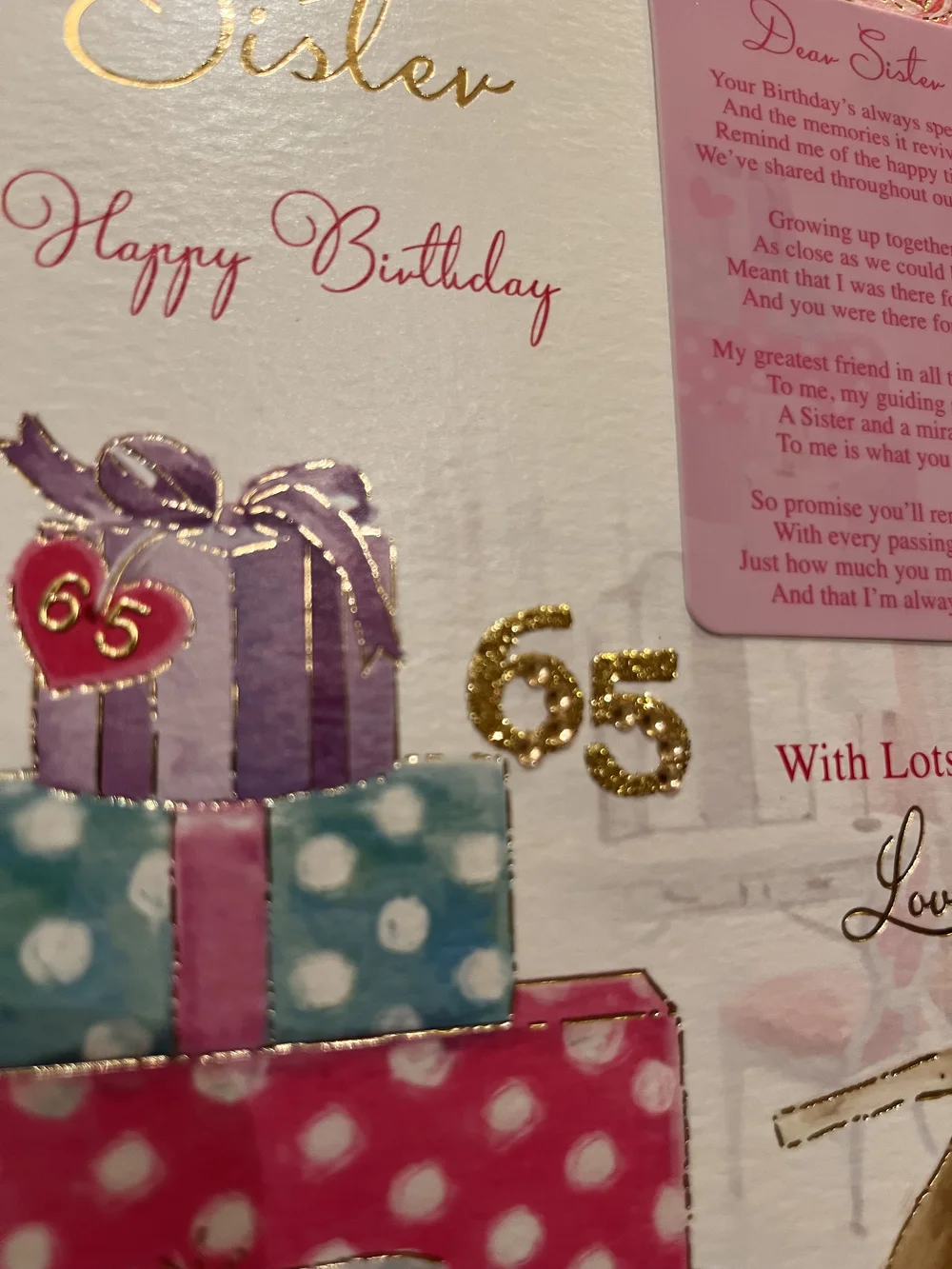 White Cotton Cards BD 65–40"Motif Pissenlit Happy Birthday To